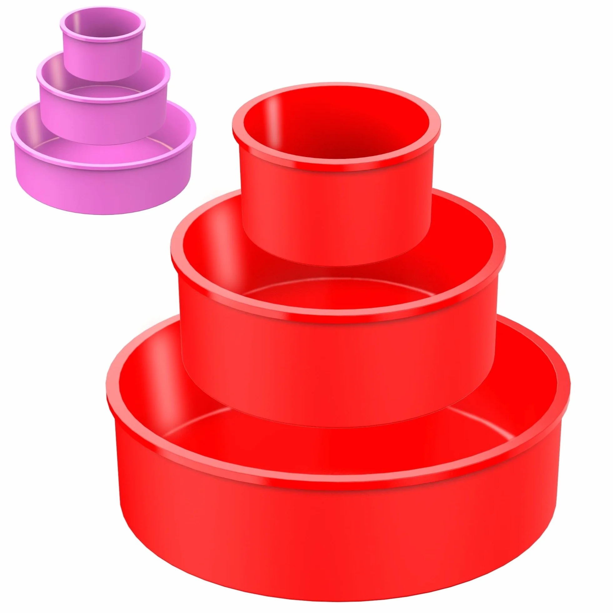 Moldes Silicona Reposteria Redondo 3Pcs | Molde para Tarta | Molde para Pastel | Molde Quiche | Molde SILICONA Bizcocho Horno | Moldes Silicona Freidora de Aire | Molde Desmontable Antiadherente