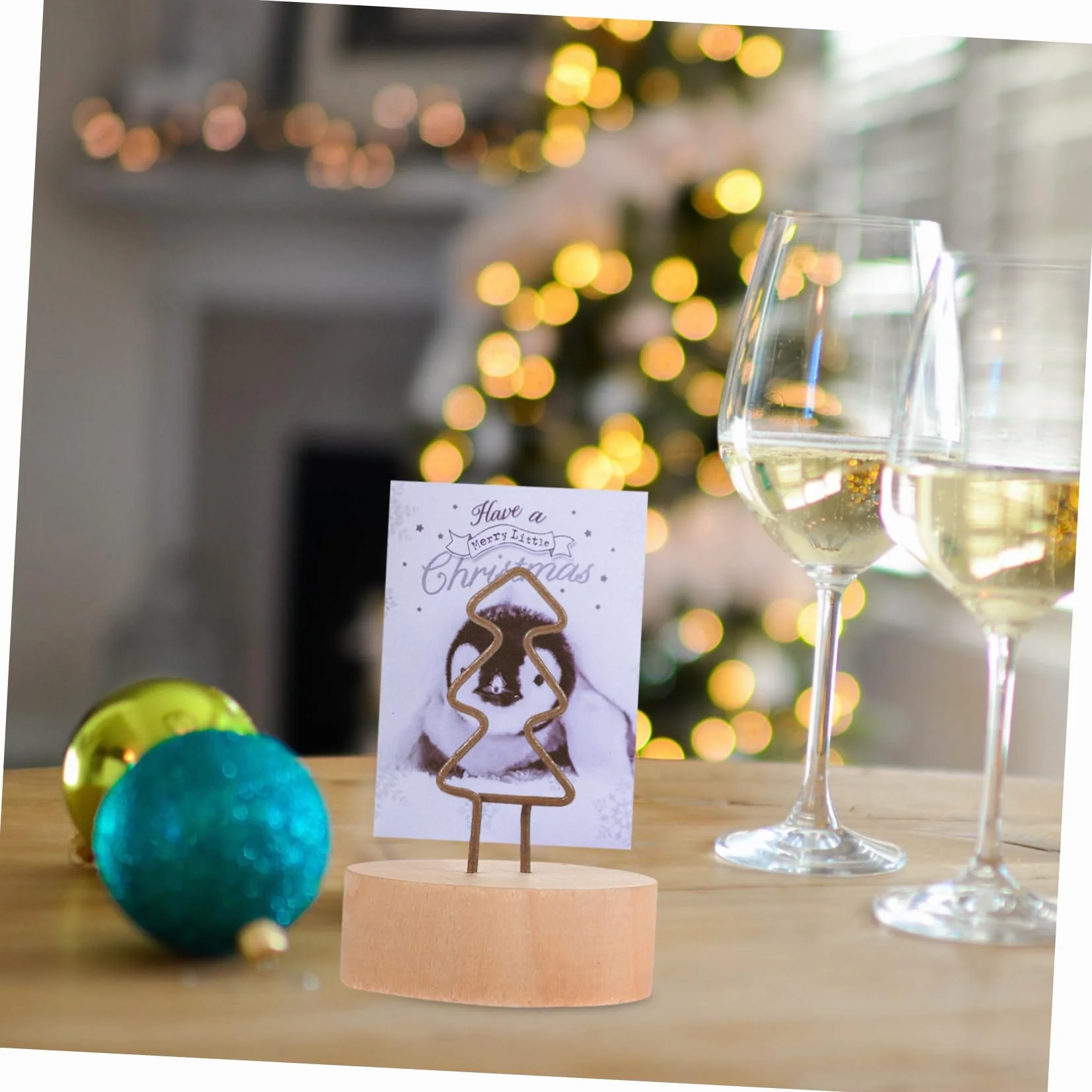 24piezas Soporte De Notas De Navidad Clips De Madera y Forma De Árbol y Estrella Portacartas Para Decoración De Mesa Fiestas