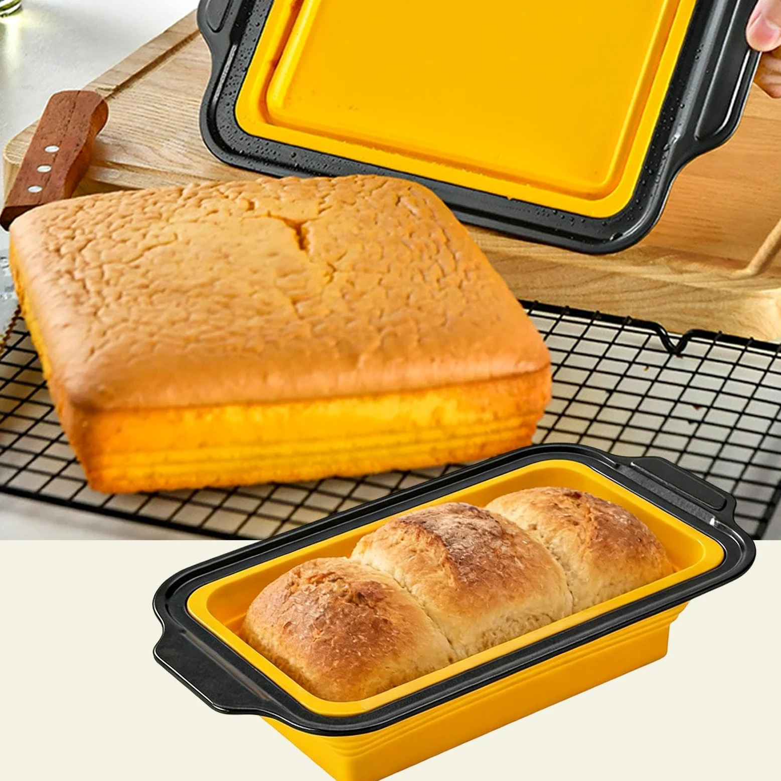 Juego de Moldes de Silicona para Hornear Vajilla Flexible para Hornear | Incluye Guante, Espátula y Cepillo Resistente al Lavavajillas, para Magdalenas, Pan, Galletas, Cupcakes, Huevos, Donuts y