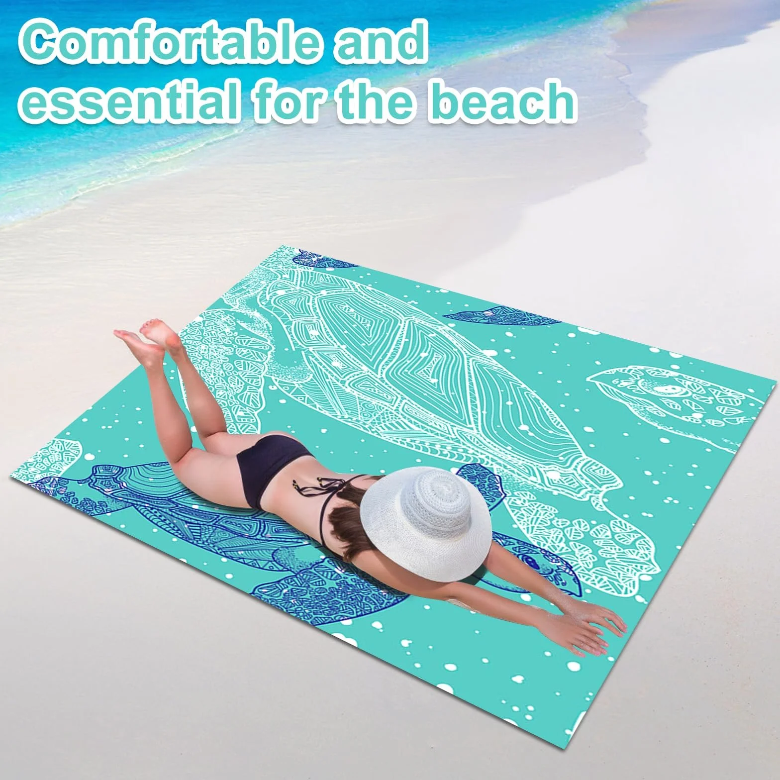 Esterilla de Playa Impermeable 200 x 210 cm XXL Resistente a la Arena y Agua, para Camping y Playa (Verde-B)