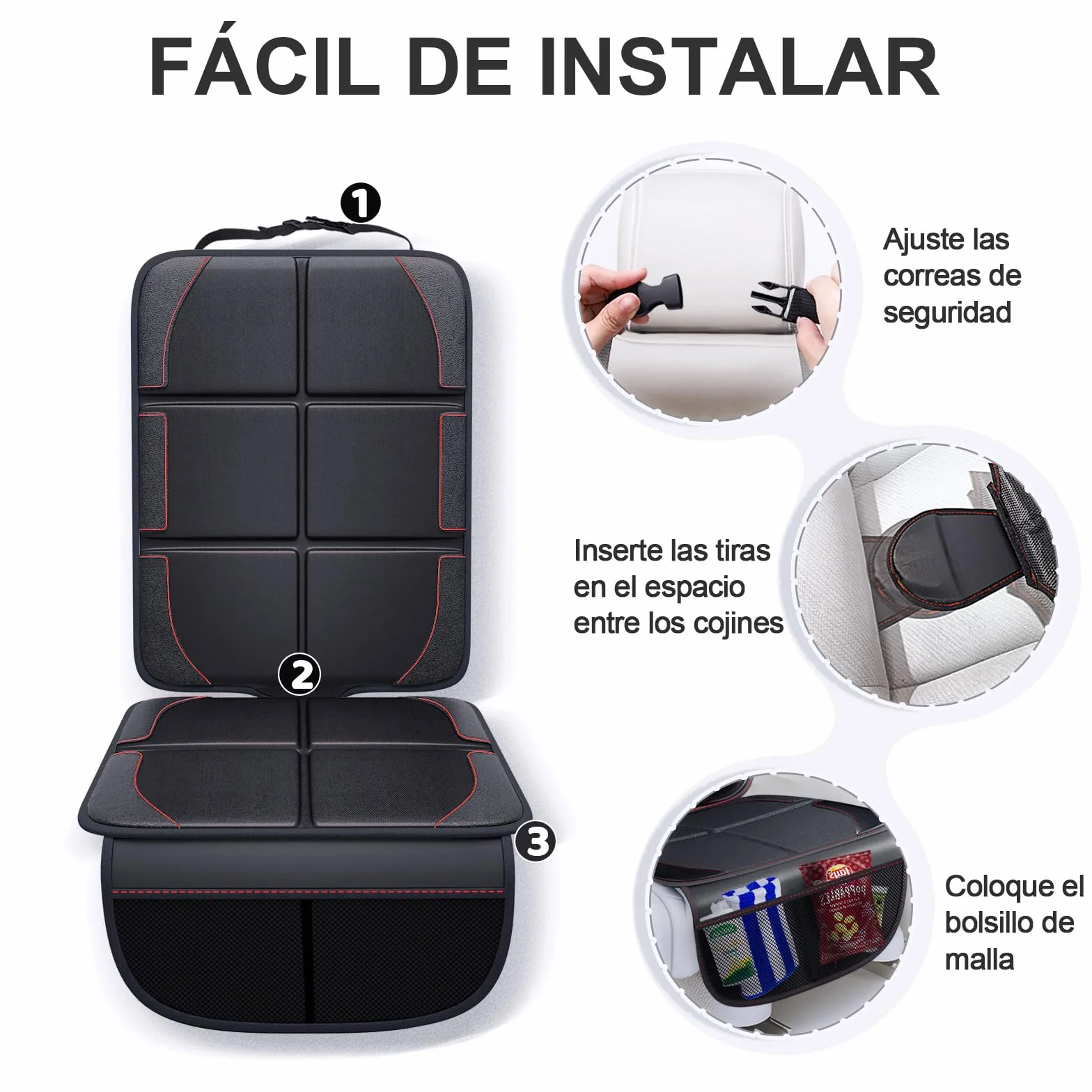 Gimars XL 2 Piezas Protector Asiento Coche Silla Bebe, [Compatible ISOFIX], Universal Impermeable Tela Oxford 600D Protector Silla Coche Niños con 2 Bolsillos de Malla, SUV Sedán Camión, Negro