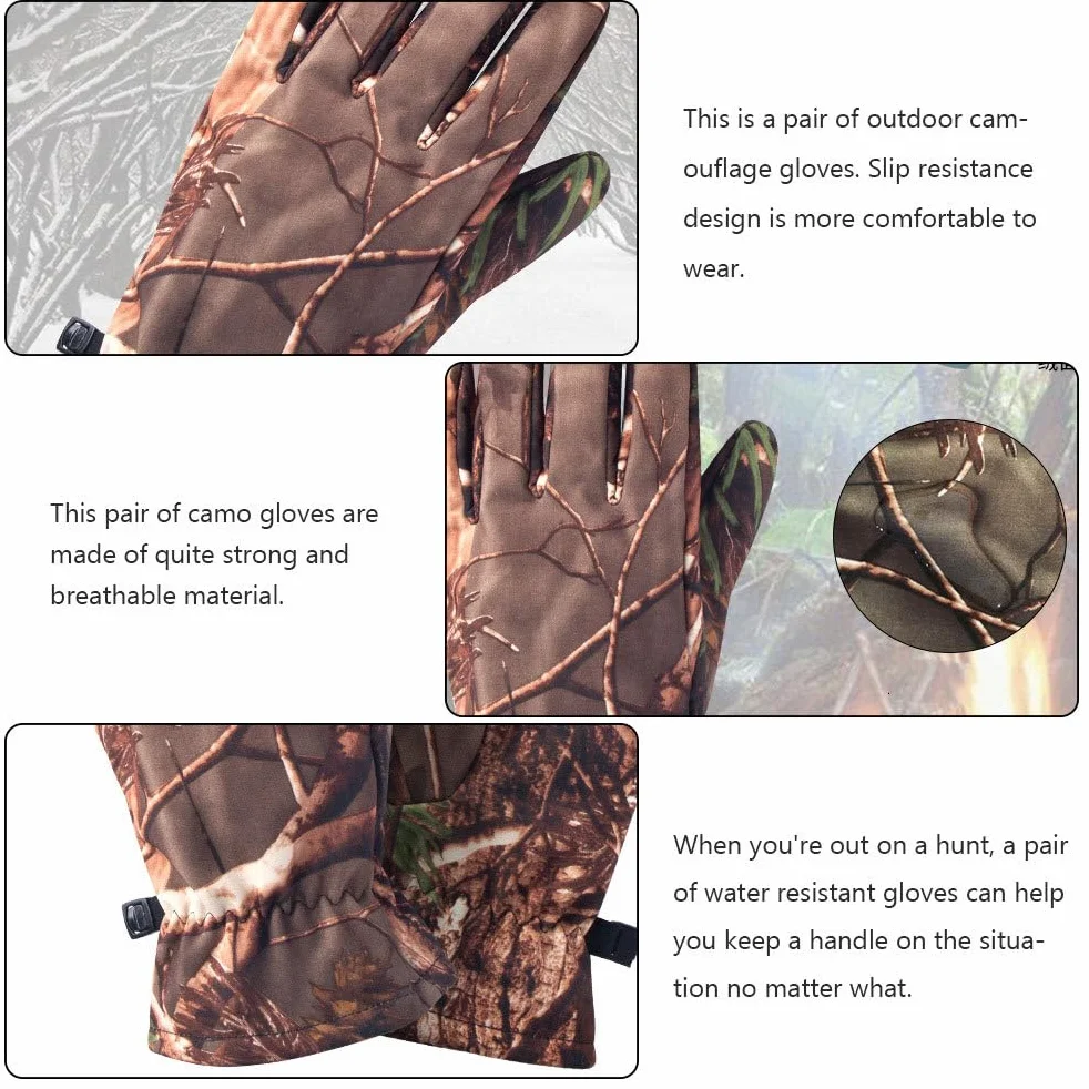 BESPORTBLE Guantes de Caza Impermeables Camuflaje Dedo Completo Invierno