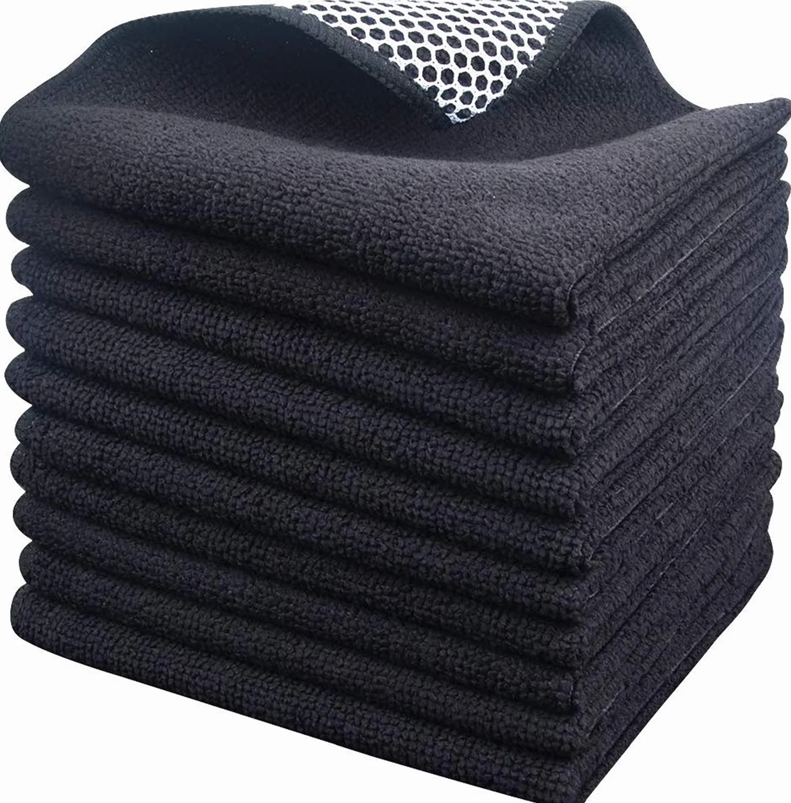Paños de cocina de microfibra superabsorbentes, los mejores paños de limpieza de cocina con lado de poliéster, paquete de 10 unidades, color marrón, altamente eficaces para un secado rápido y