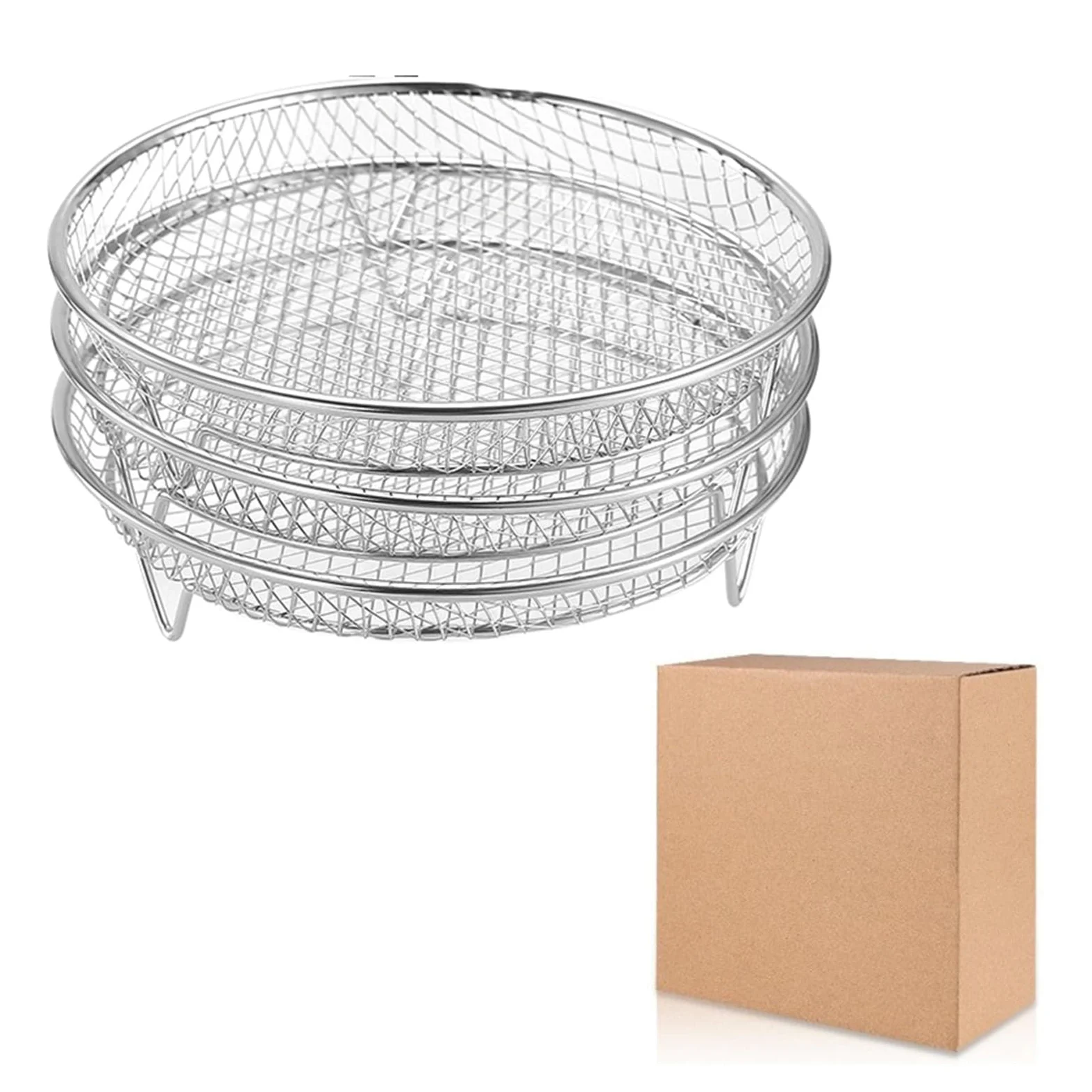 Accesorio para freidora de Aire: Rejilla de Acero Inoxidable para Barbacoa de 3 Niveles para Asar Carne a la perfección. Herramienta Esencial para freír y cocinar.