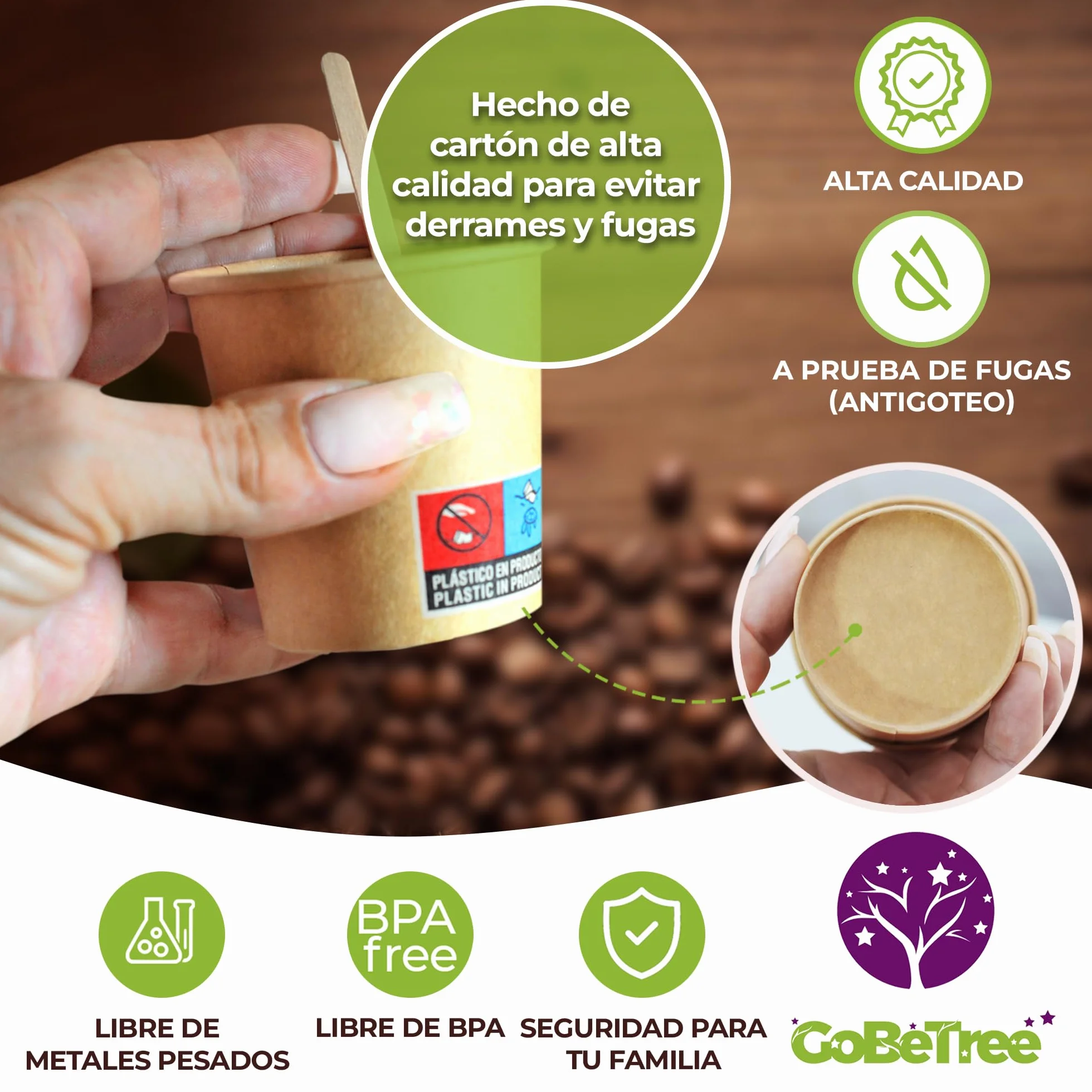 100 Vasos Desechables Papel Kraft de 110ml / 4 oz para Café Espresso y Lungo. Para bebidas frías y calientes. Vasos cartón desechables
