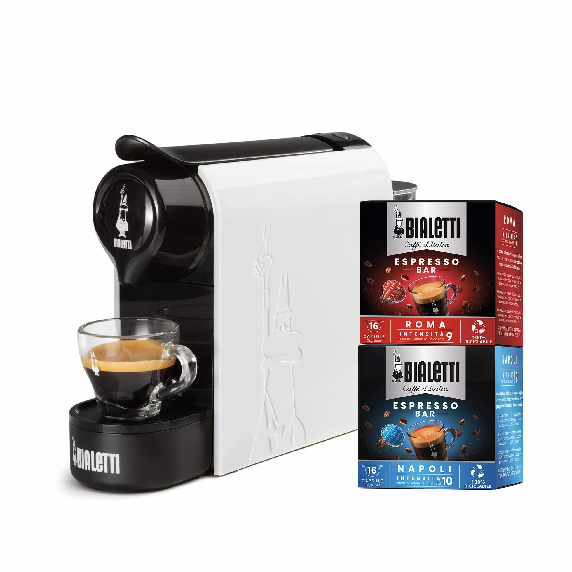 Bialetti Gioia, Máquina de espresso con 32 cápsulas, funciona exclusivamente con cápsulas, blanco