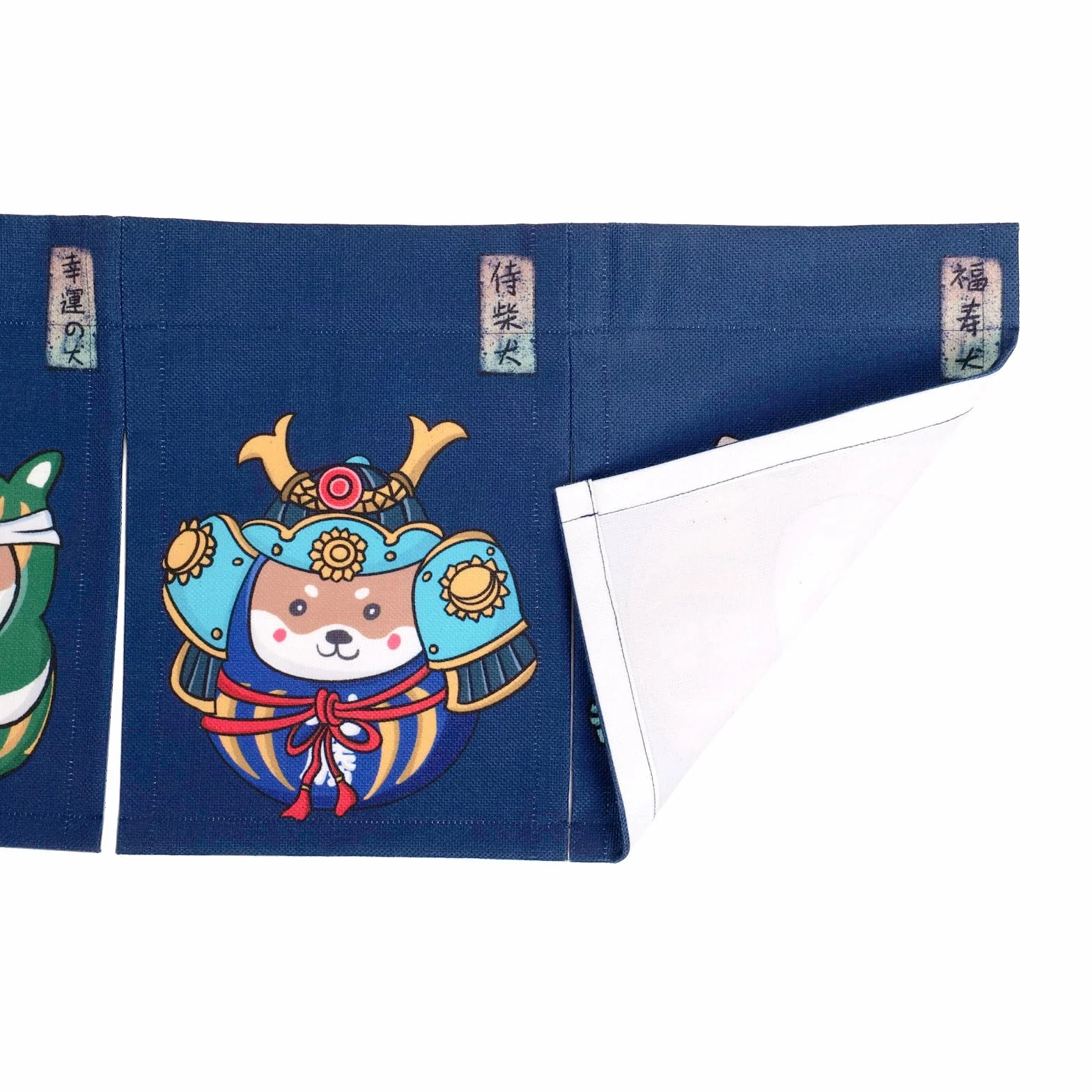 CoolChange Cortina japonesa para puerta, 85 x 30 cm, puerta Noren de tela (azul, 85 x 30 cm, Daruma con Shiba Inu)