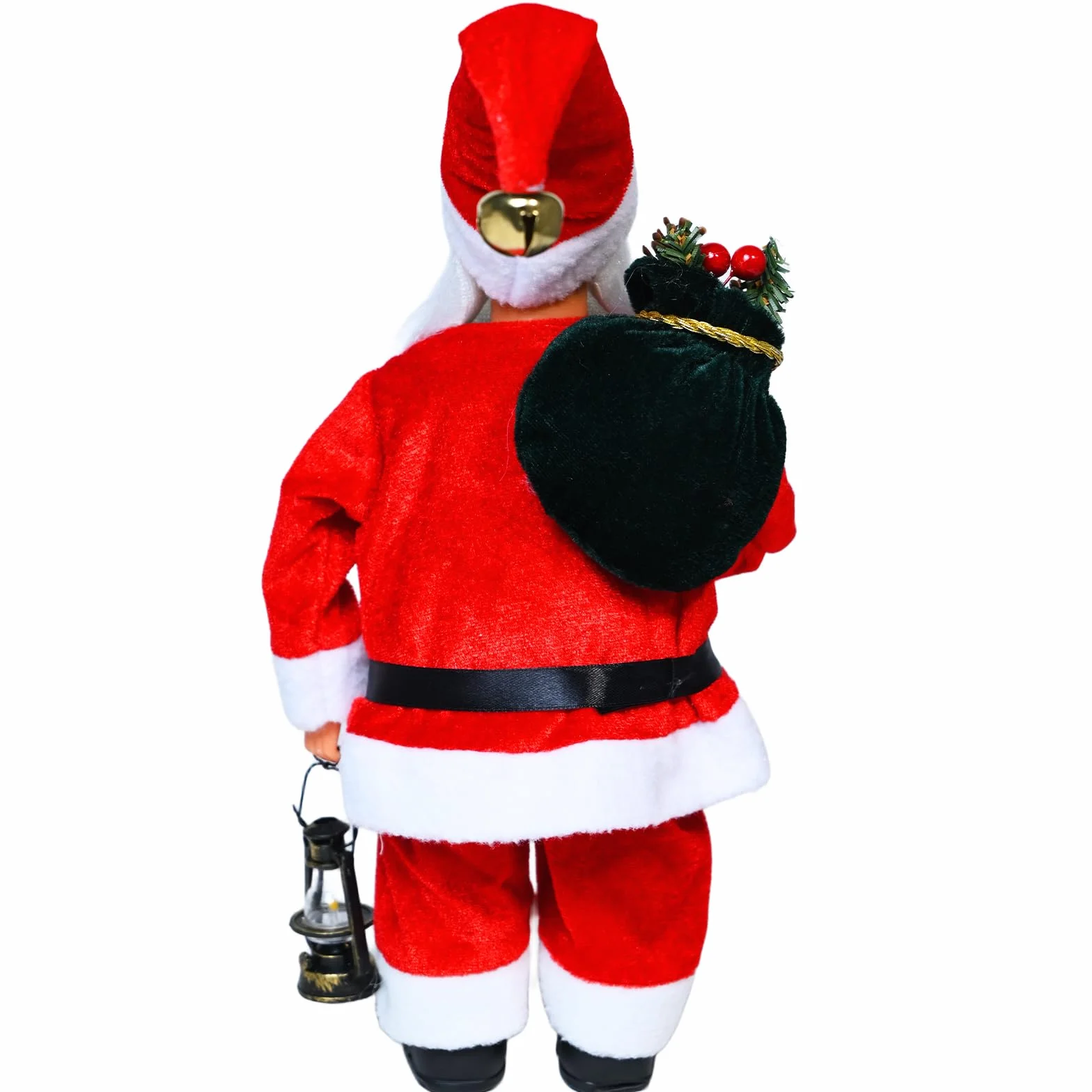 Figura de Papá Noel de pie de 39 cm Tradicional Rojo decoración de Navidad Ornamento muñeca Figura de Santa Claus Larga Barba con Bolsa de Rega para Ventana Mesa Chimenea Regalo de Decoración