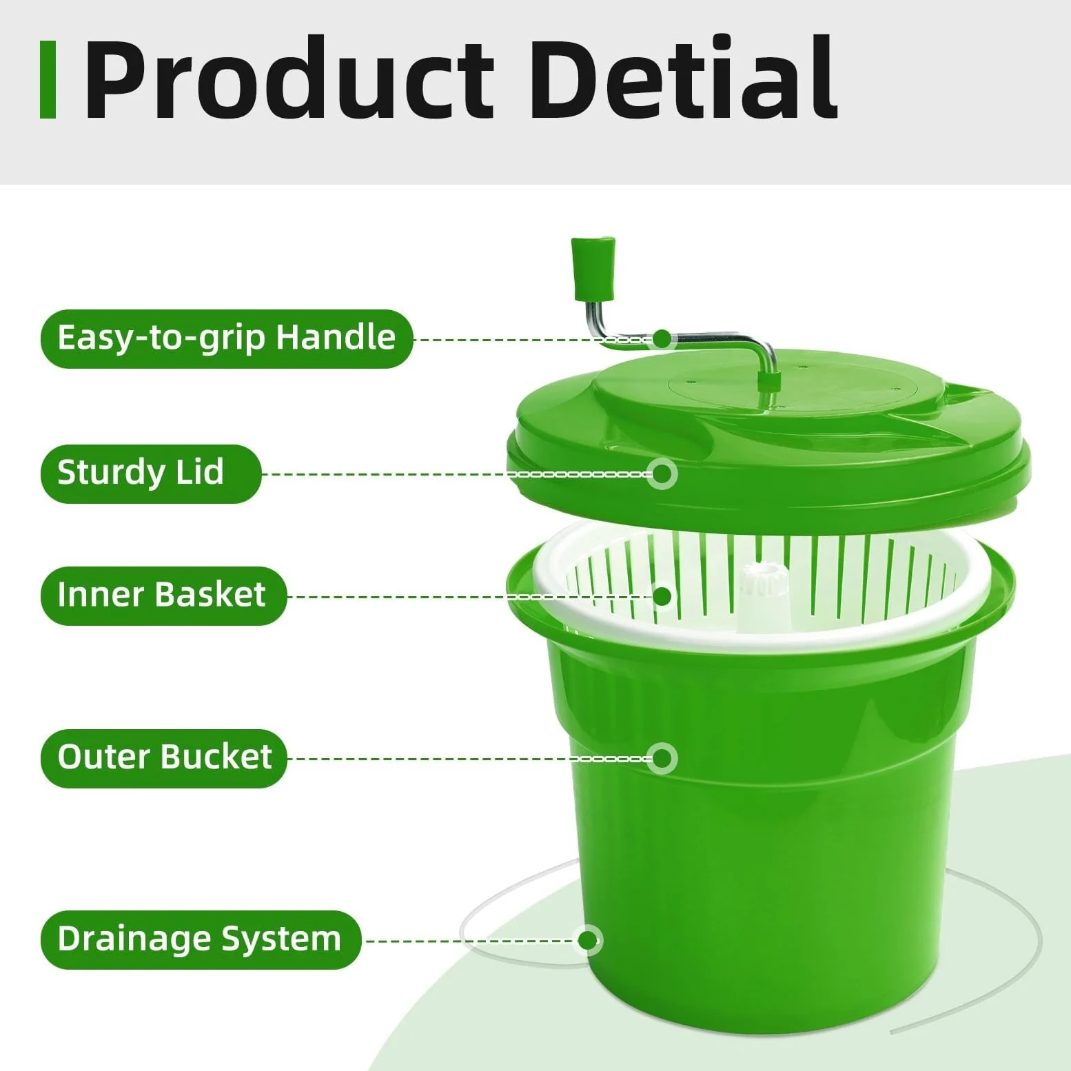 Centrifugador de ensalada grande comercial de 12 L/24 L, secador de lechuga con cesta colador para escurridor de frutas y verduras, herramienta de cocina resistente