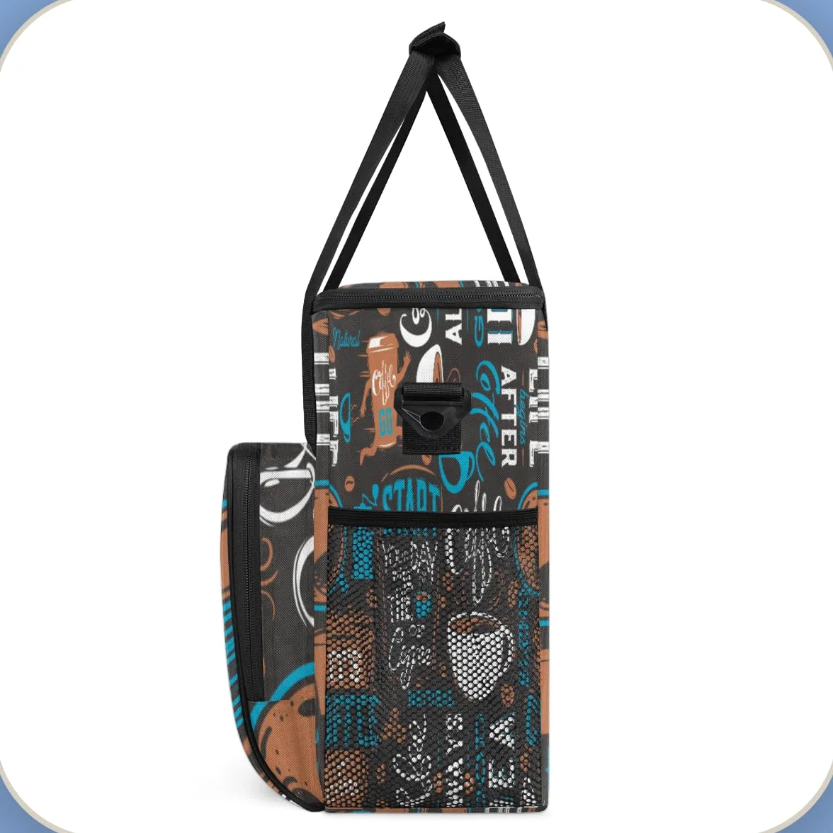 Blue Coffee Cafe - Bolsa de transporte para cafetera, bolsa de transporte de viaje, compatible con Keurig K-Mini o K-Mini Plus, funda portátil de una sola porción con bolsillos para cápsulas K-cup