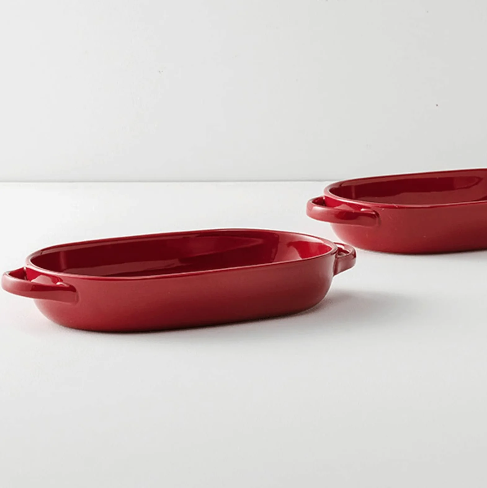 Fuente para Hornear Plato for Hornear Rojo, Molde for lasaña con Asas, Molde for Hornear Rectangular de cerámica for Cena y Banquete Bandejas Horno