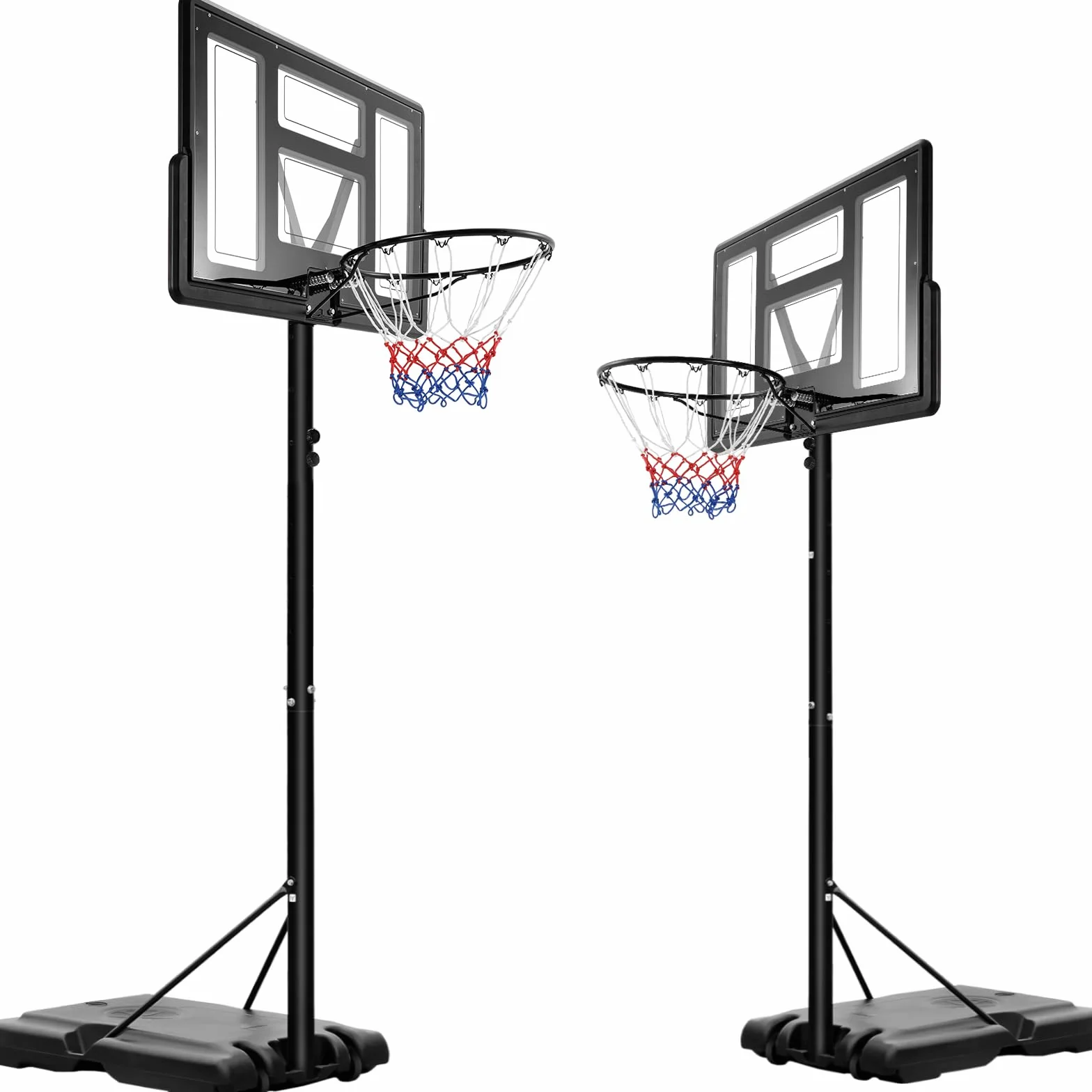 Canasta de baloncesto portátil con ruedas, altura ajustable 230-304 cm, para niños y adultos