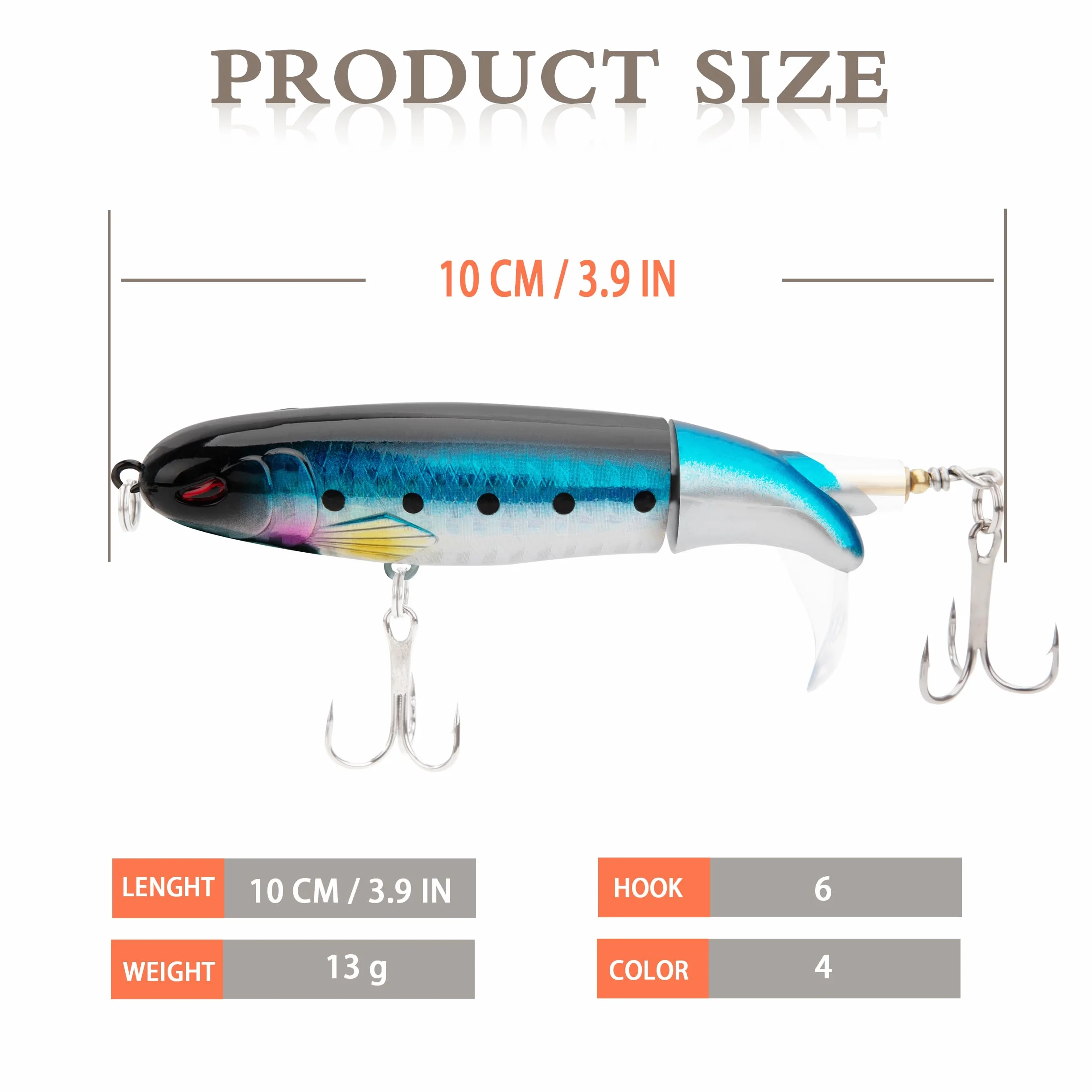 Señuelo Pesca, Señuelos Superficie Lubina con Ganchos, Fishing Lure Bait 13g, Regalos de Pesca para Hombres Trucha Bagre Siluros Bass (4 Piezas)