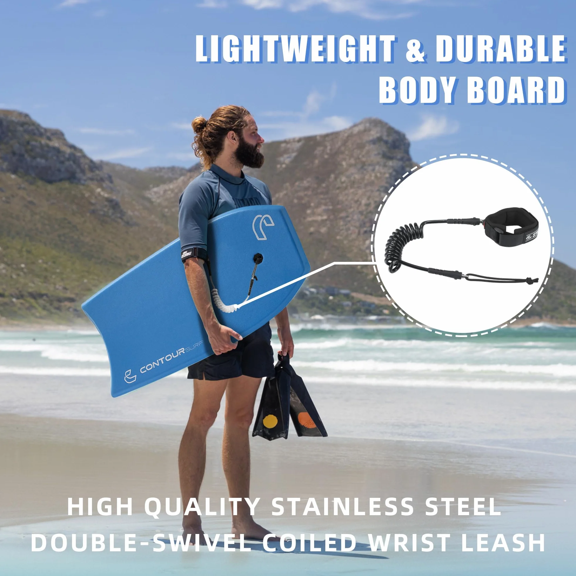 Tabla de bodyboard 44 pulgadas EPS IXPE HDPE FRP Stringer Crescent Tail Maelstrom