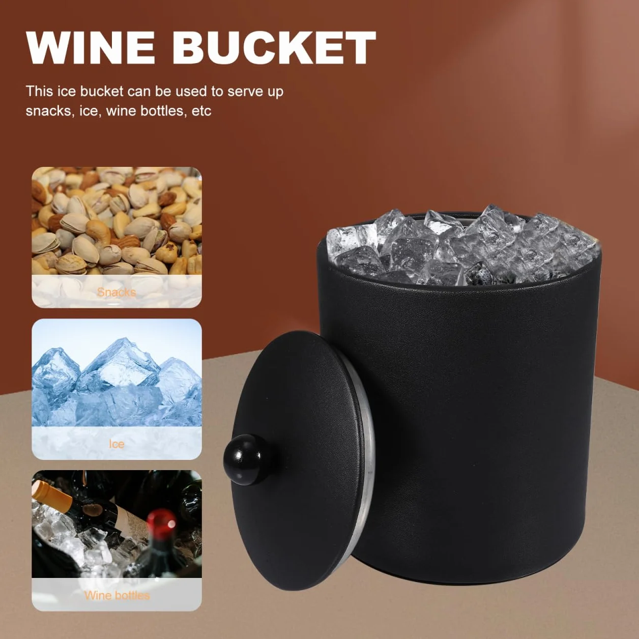 DOITOOL Cubo de hielo de acero inoxidable con aislamiento de doble pared para botella de cerveza, enfriador de bebidas para fiesta, cóctel, bar, color negro