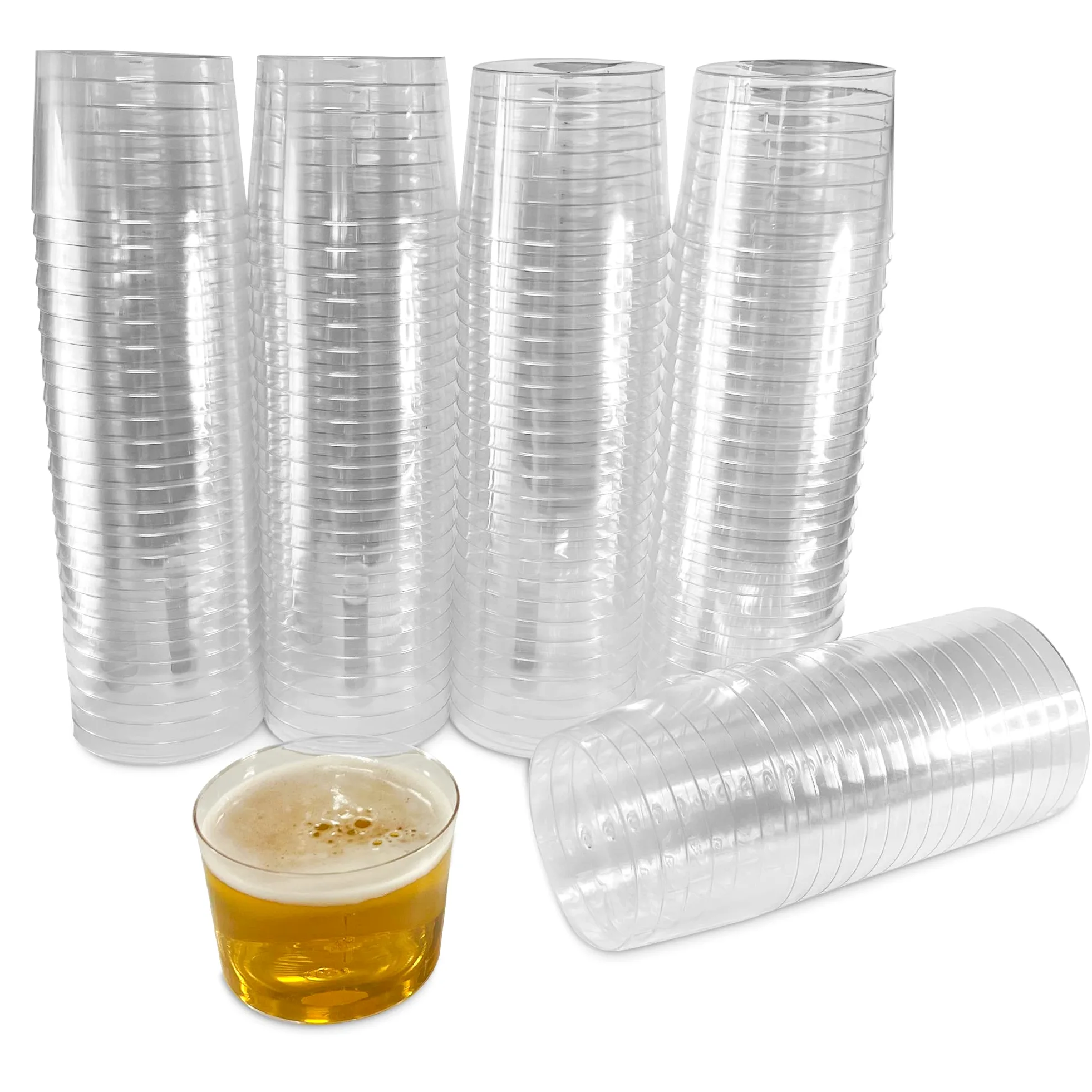 100 Vasos Chiquito de Plástico Reutilizables para Vino y Postres de 200 Ml .Vasitos Resistentes de Zurito y Aperitivos. Ideales para postres (mousse, souffle), frutas, entrantes y coctel