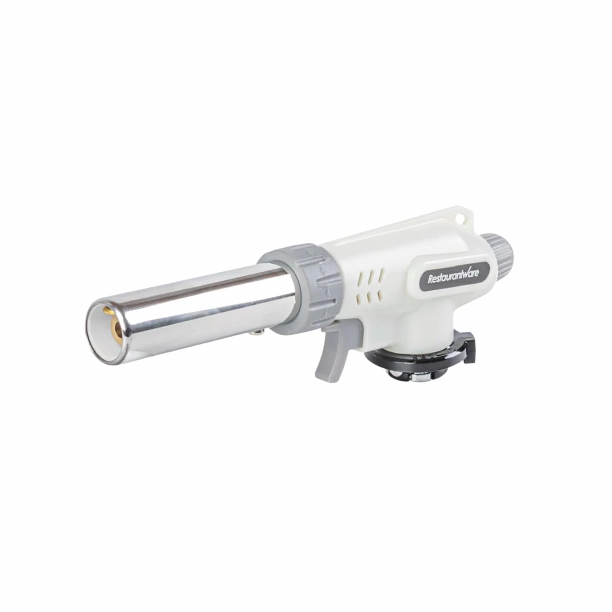 Restaurantware -RW Pyro Creme Brulee Antorcha con llama ajustable, 1 soplete culinario recargable, tanque de gas butano no incluido, sin acampanado, blanco, para hornear, cocinar, barbacoa y más
