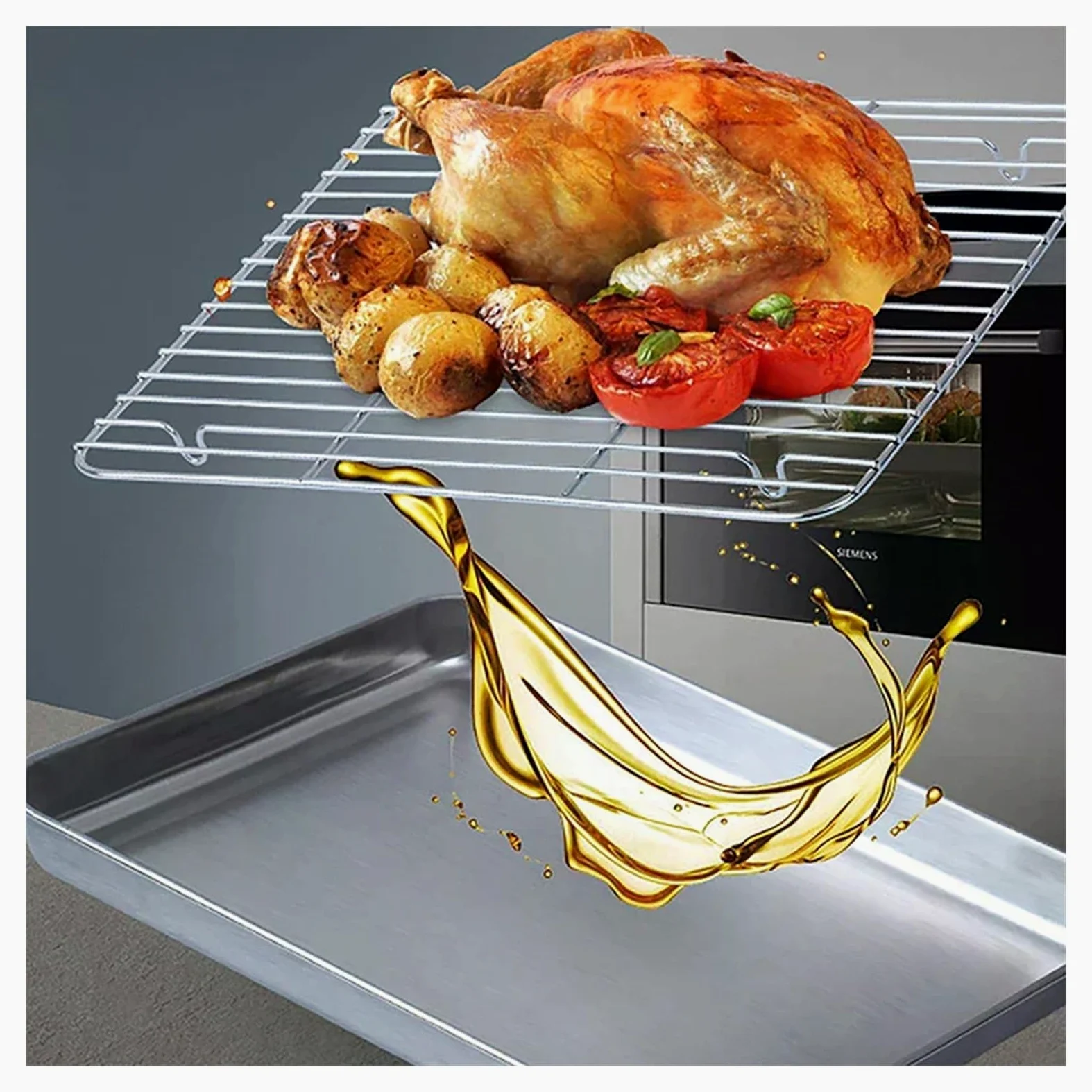 Bandeja for hornear de acero inoxidable con rejilla for pastel, barbacoa, horno enfriamiento extraíble, herramienta for cocinar y asar para Cocina(S)