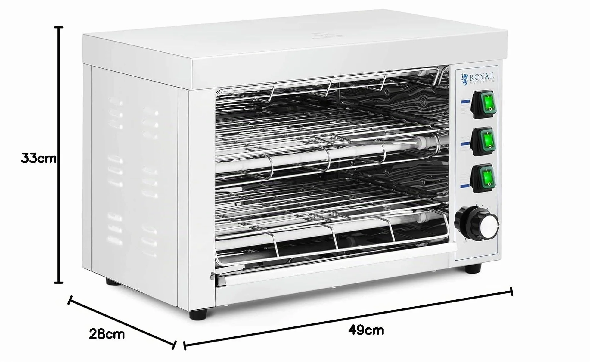Royal Catering Horno Salamandra para Hostelería Tostador RCPES-340 (Potencia: 3150 W, Inserto de 35 x 22, Acero inoxidable)