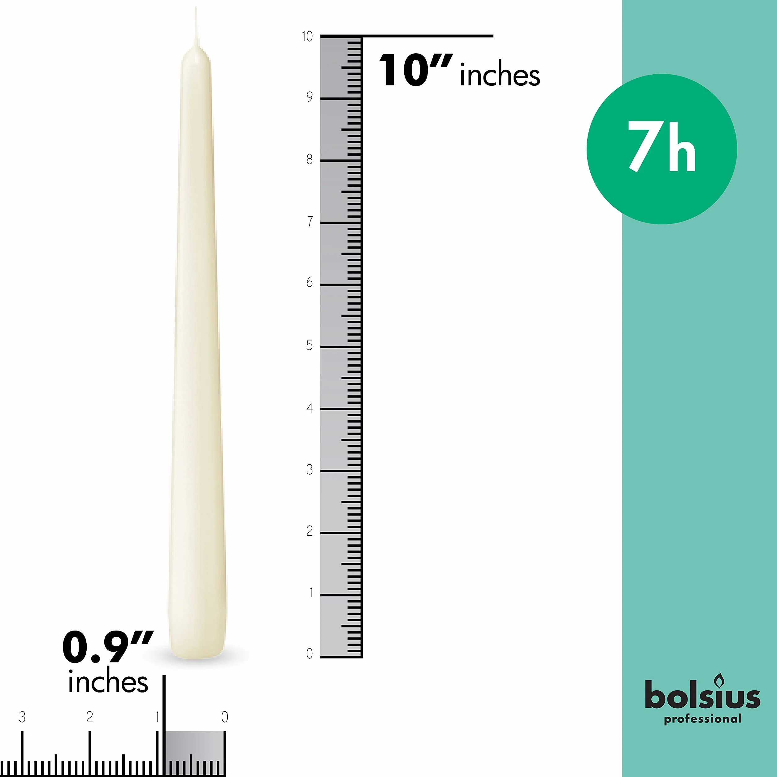Bolsius – Vela perfumada 103400335505 Tapered vela marfil, 10 ", crema (Pack de 100)