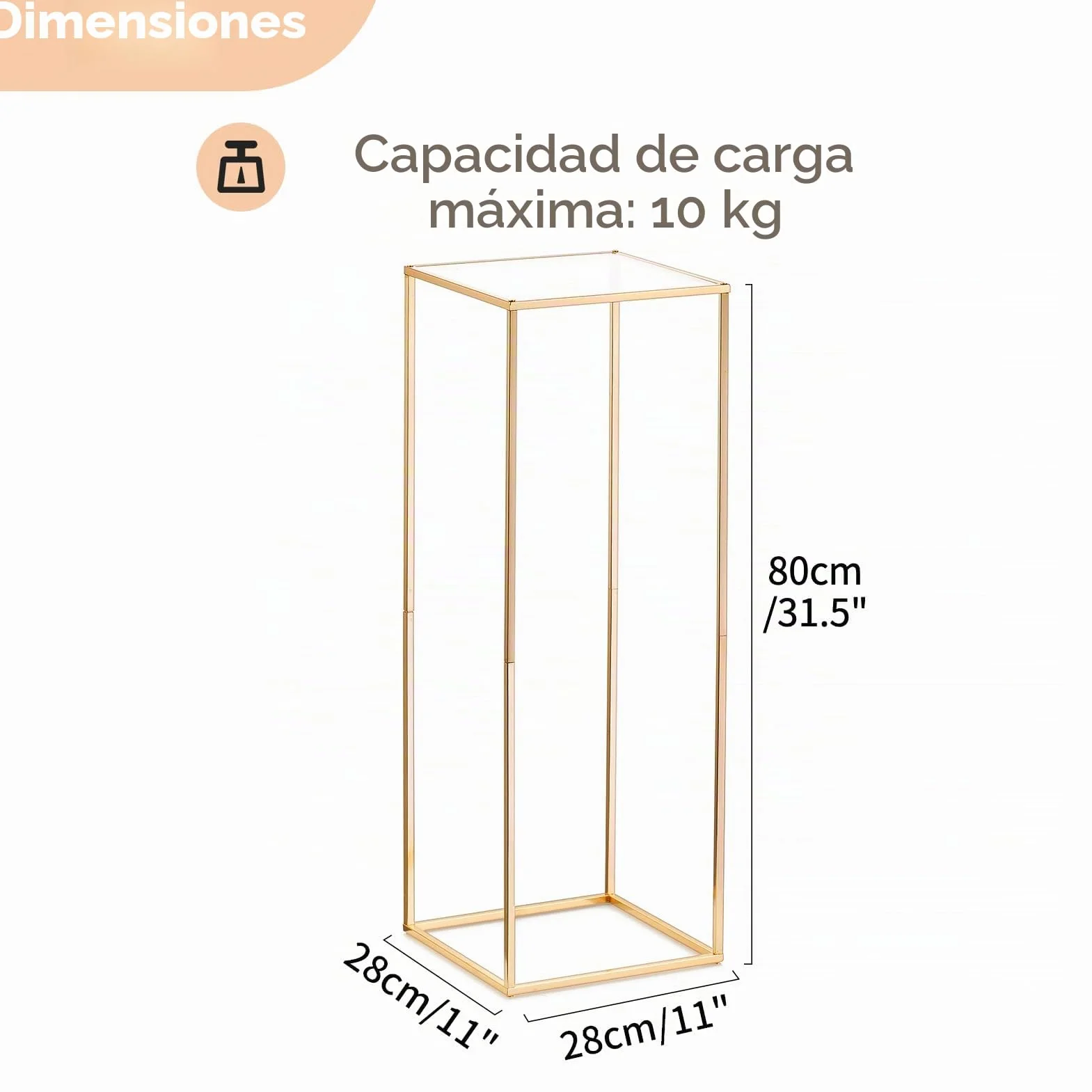 Nuptio 2 Piezas Jarrones Oro para Mesas Centro Boda, Soporte Flores Columna Jarrón Piso Flores Metal, Florero Geométrico 80cm Alto, Estante Exhibición Flores Rectangular para Boda Fiesta Casa