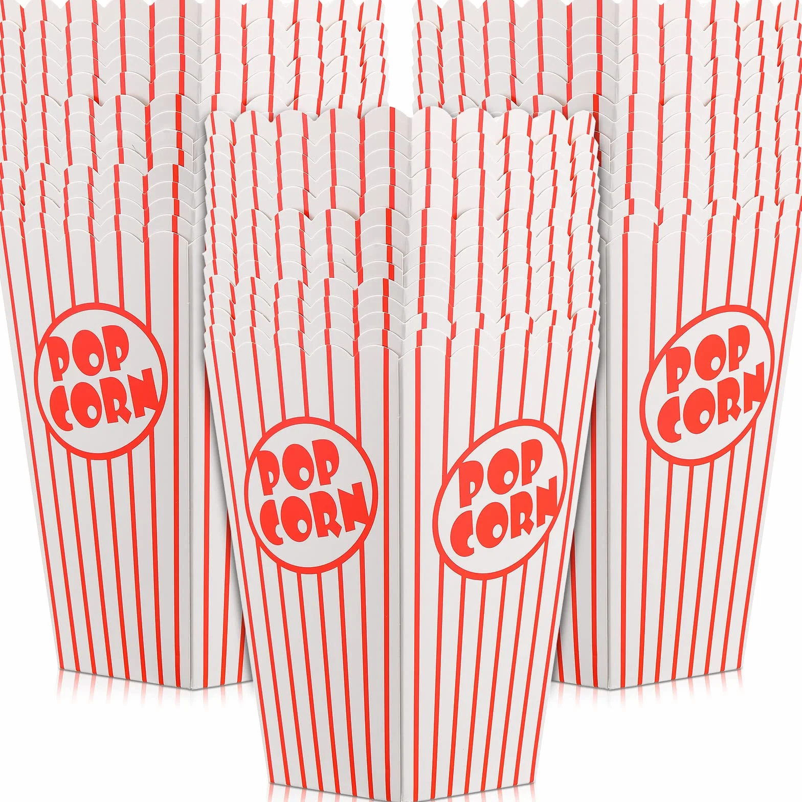 Paquete de 200 cajas de palomitas de maíz de noche de película, cubo de palomitas de maíz a rayas rojas y blancas, bolsas de palomitas de maíz retro vintage para fiestas, soportes de palomitas de maíz