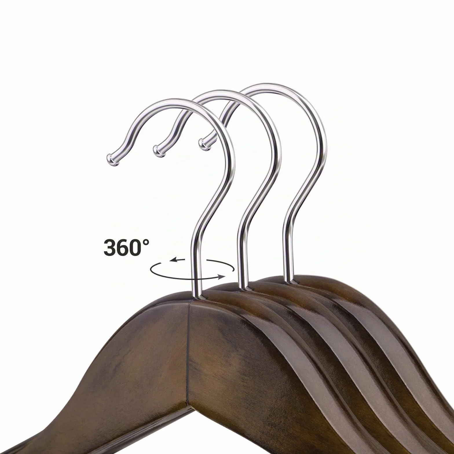 SONGMICS Perchas para trajes, perchas de madera maciza con extremos anchos, barra antideslizante para pantalones, juego de 6 para atuendos, camisas, abrigos, chaquetas, pantalones, gancho giratorio de