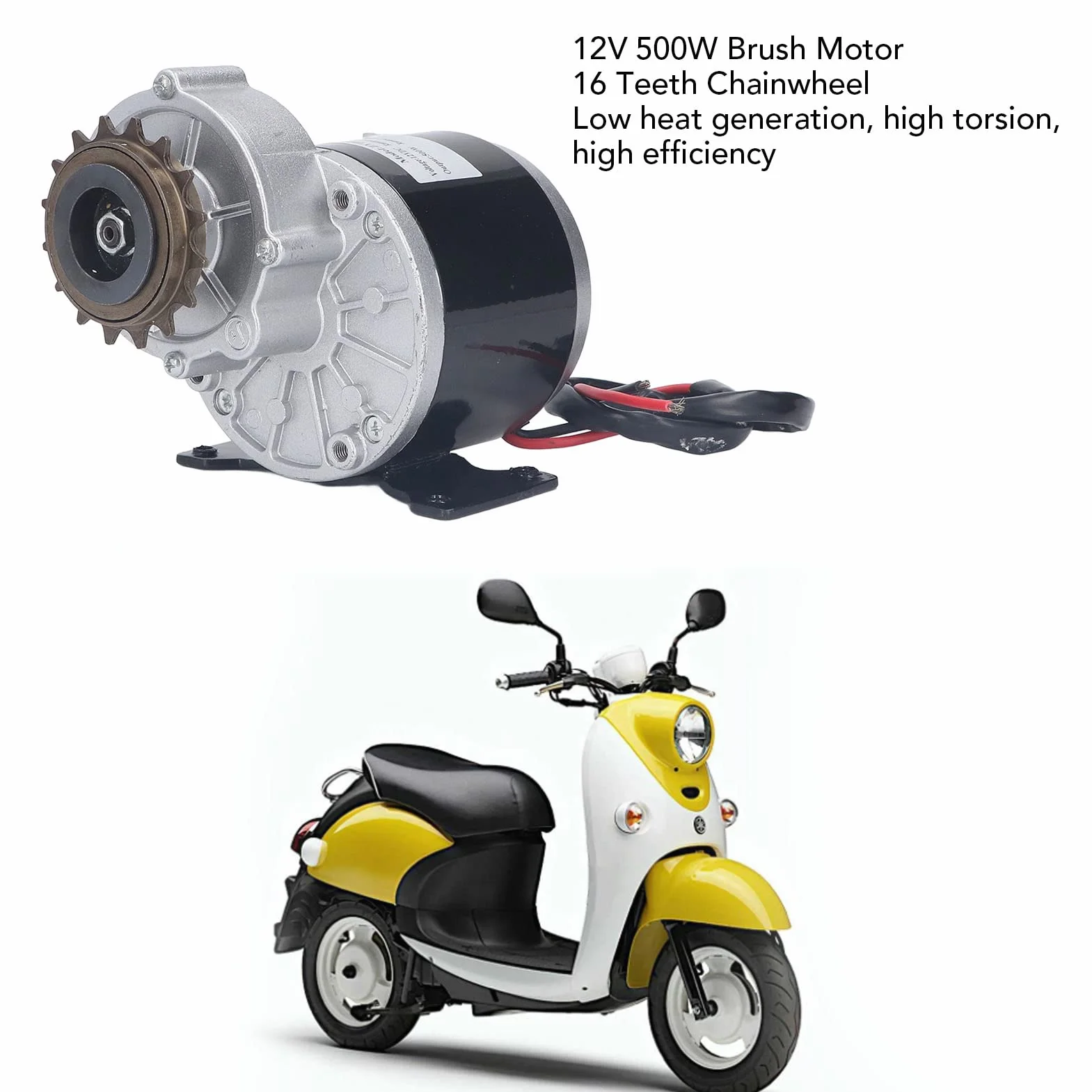 DC 12V 500W Motor Eléctrico Cepillado 16 Dientes Gear Chainwheel Alta Torsión 2500RPM Para Bicicleta Eléctrica Scooter