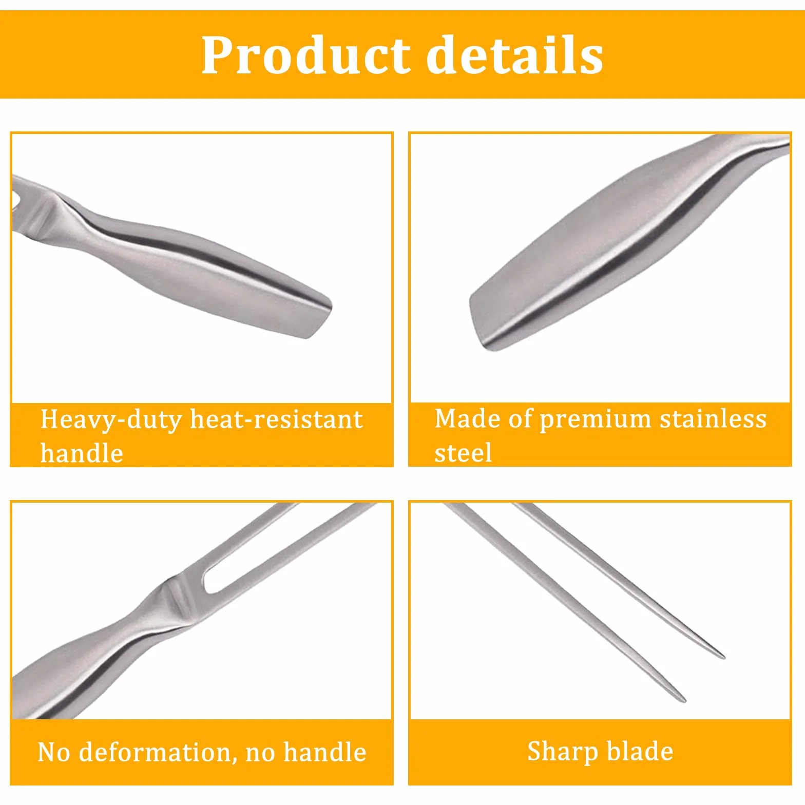 2 Piezas 27 cm Tenedor de Trinchar con Mango Ergonómico Tenedor de Cocina de Carne Trinchado de Acero Inoxidable para Trinchar Carne Ideal para Barbacoa Uso en Cocinas Domésticas Parrillas