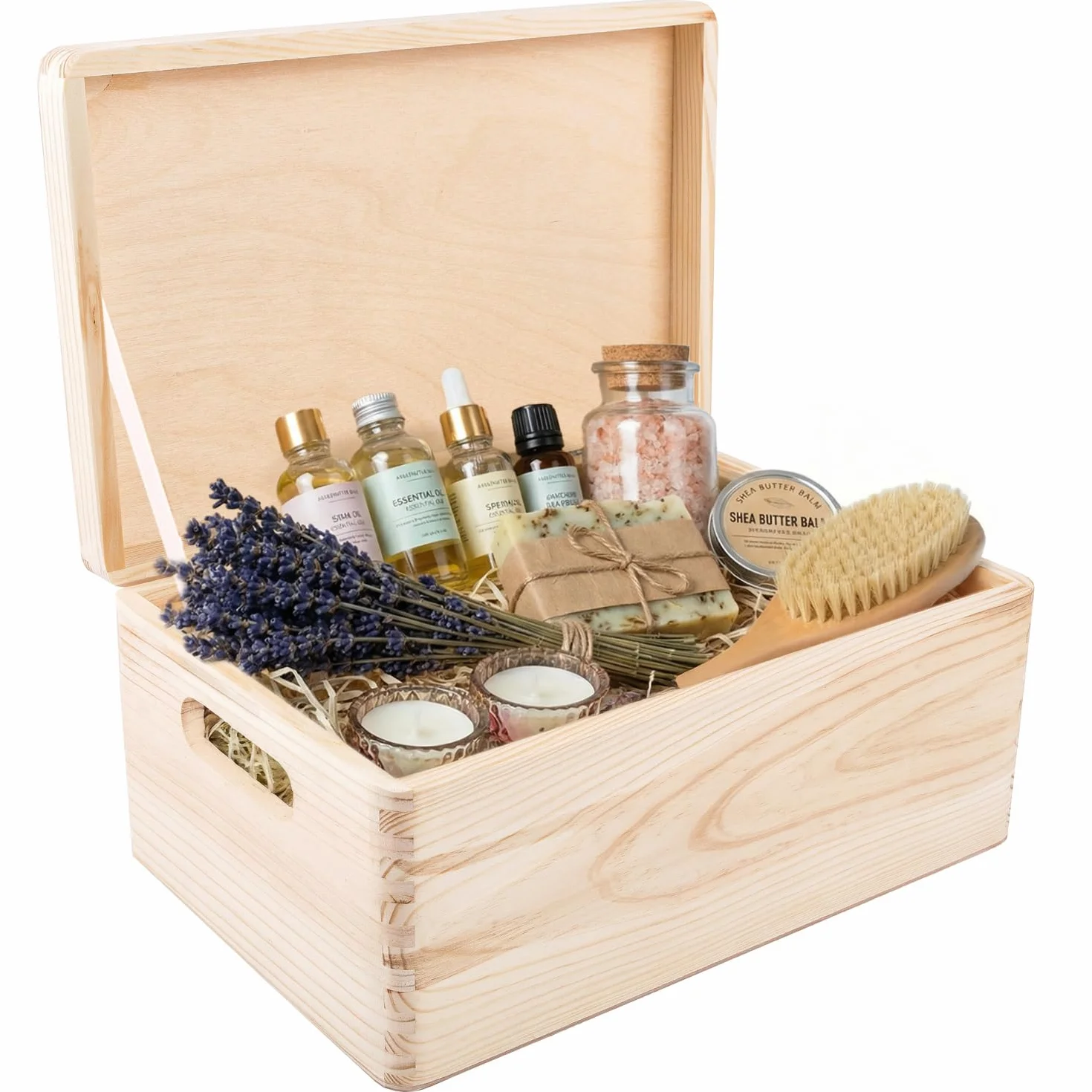 Creative DECO Grande Caja Madera Decorativa | Con Tapa y Asas | 30 x 20 x 14 cm (+/-1cm) | Almacenaje Documentos, Juguetes, Herramientas | Cofre Decorar Regalo Decoupage | EN BRUTO SIN LIJAR