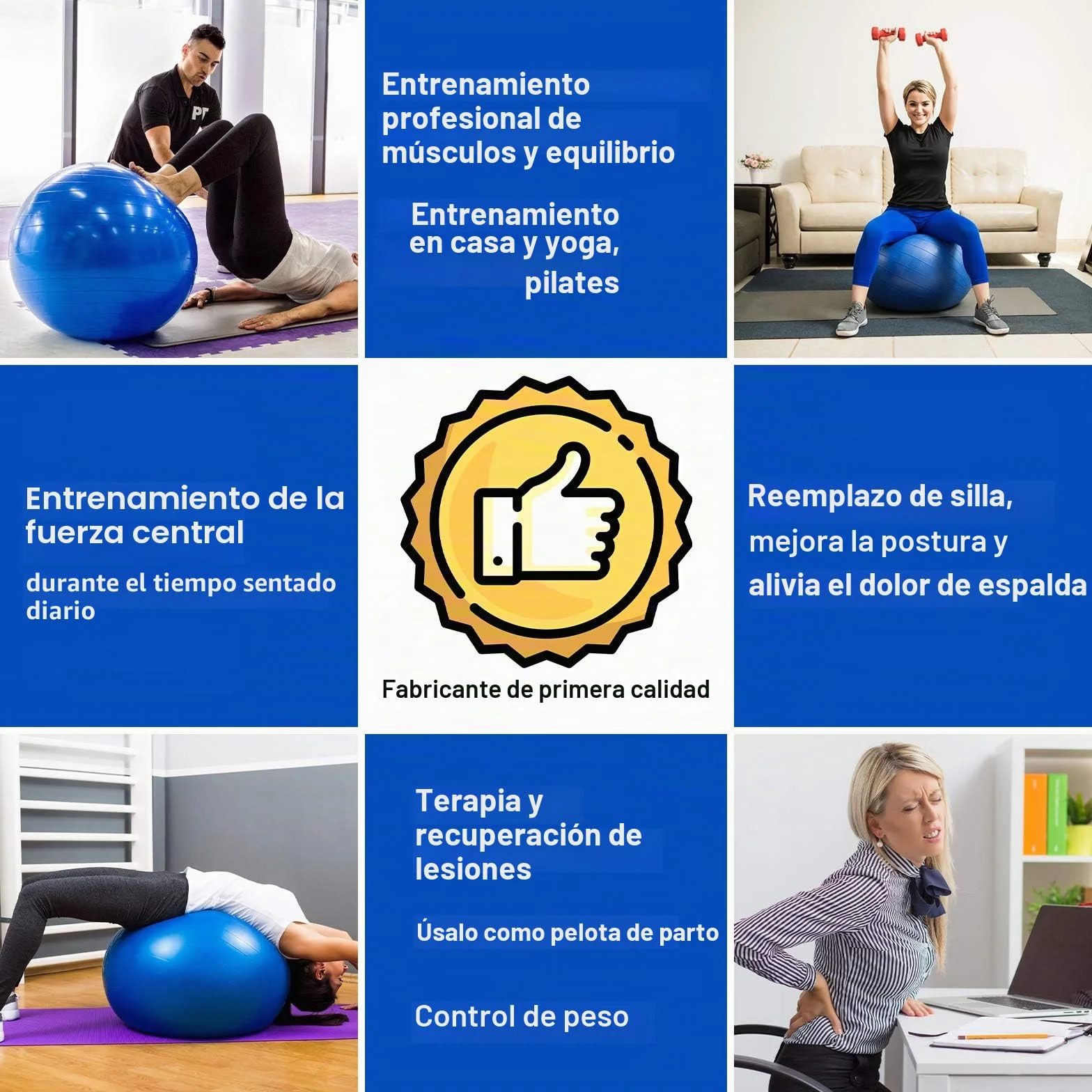 Flintronic Pelota de Pilates 55cm 65cm 75cm 85cm Fitness Ejercicio Equilibrio Entrenamiento