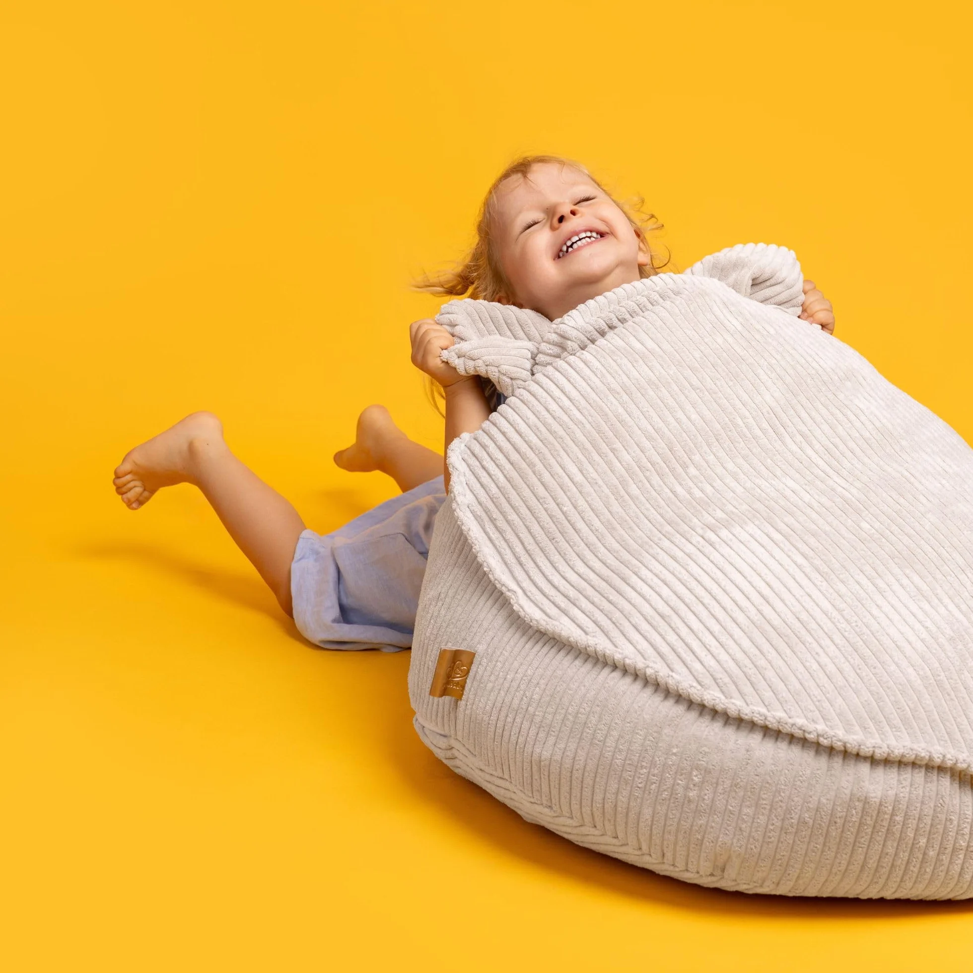 MEOWBABY Puff Oso para Niños, Beanbag, Estética Pana, Crudo, Estética Pana