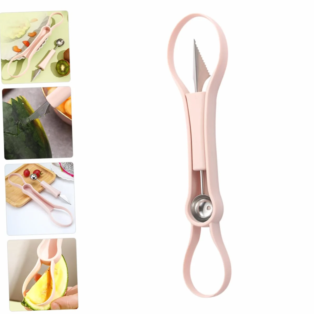 Gatuida 3piezas Cuchara De Melón Multifuncional Acero Inoxidable Herramienta De Corte y Decoración De Frutas Para Sandías y Melones Diseño Ergonómico y Ligero