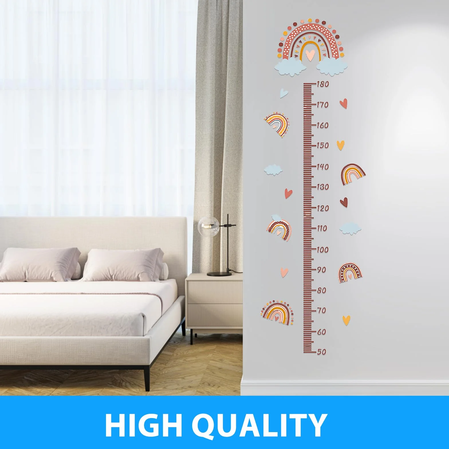 Medidor Niños Pared Tabla Crecimiento YIDM Altura Impermeable Autoadhesivo Infantil Decorar Dormitorio (Arcoíris)