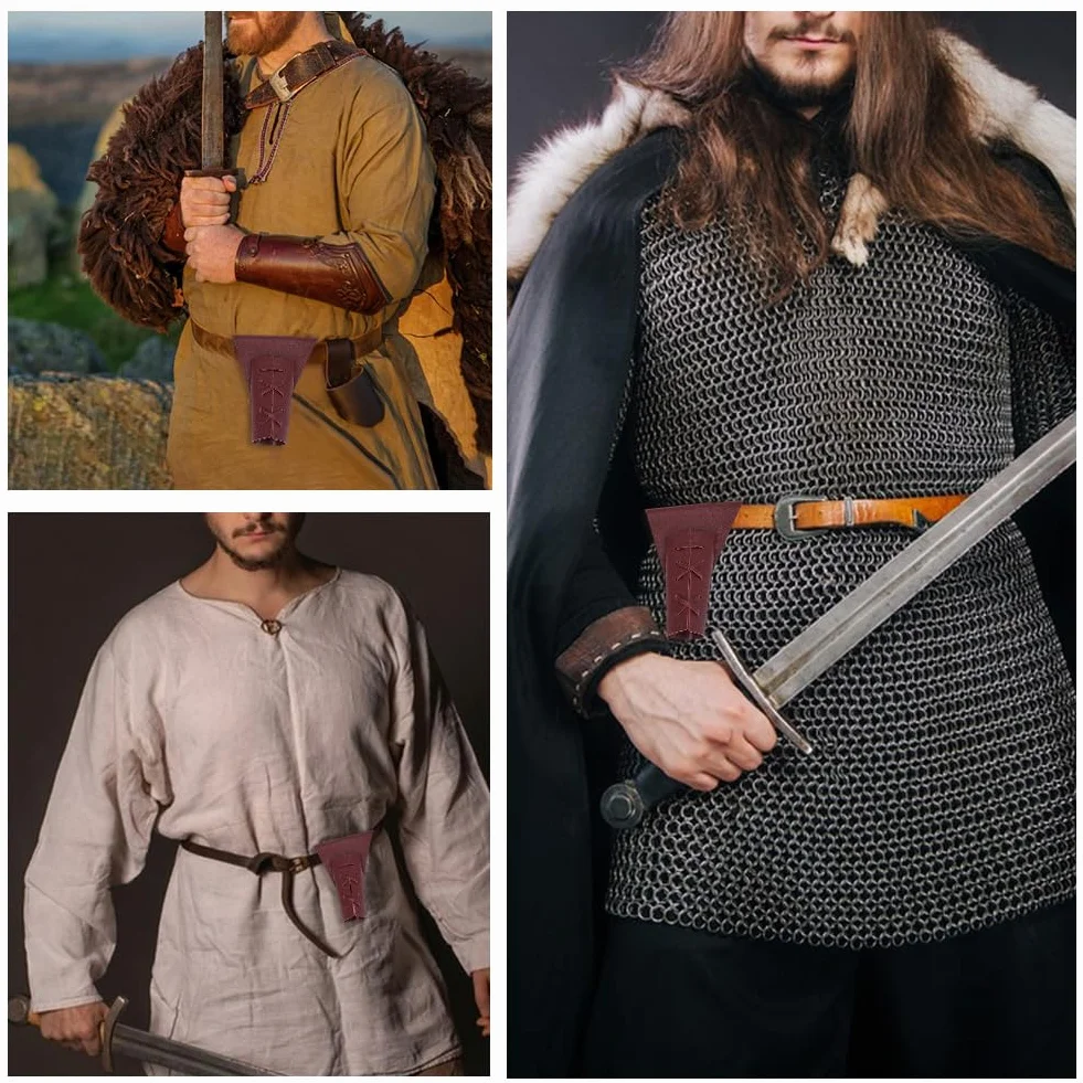 GORGECRAFT Funda para Espada de Piel Sintética Marrón Ajustable Retro Medieval