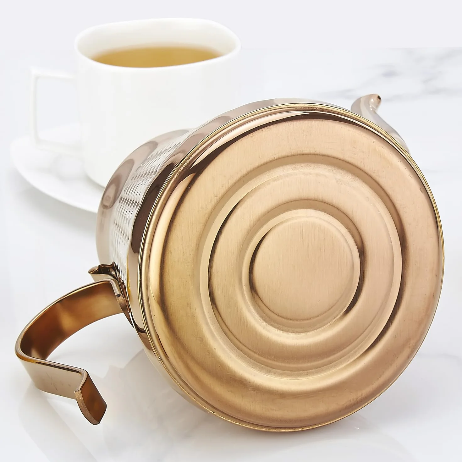 SANQIAHOME 1200ml,Tetera de acero inoxidable con infusor extraíble,tetera de estufa,cobre