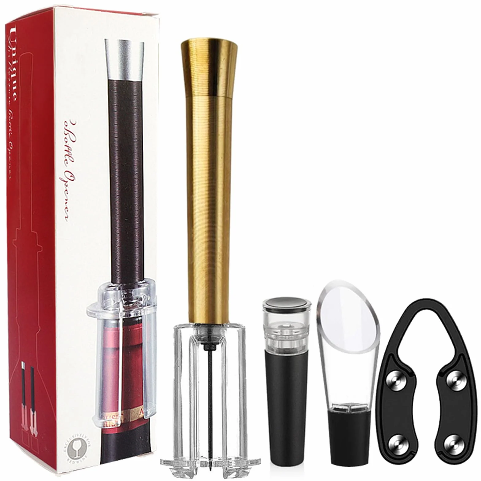 Wino on The Go - Juego de apertura de vino, juego de apertura de vino, bomba de presión de aire, abridor de botellas de vino, aguja de bomba de abridor de botellas de vino, abridor de vino simple de