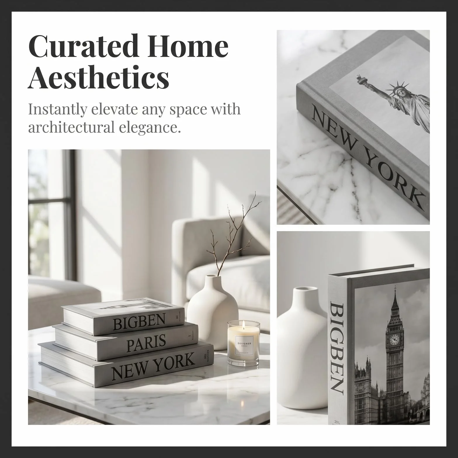 Nivofu 3 Piezas Caja de Libro Falso Decorativo, Decoración Hogar Moderno para Mesa de Centro, Estantería y Salón