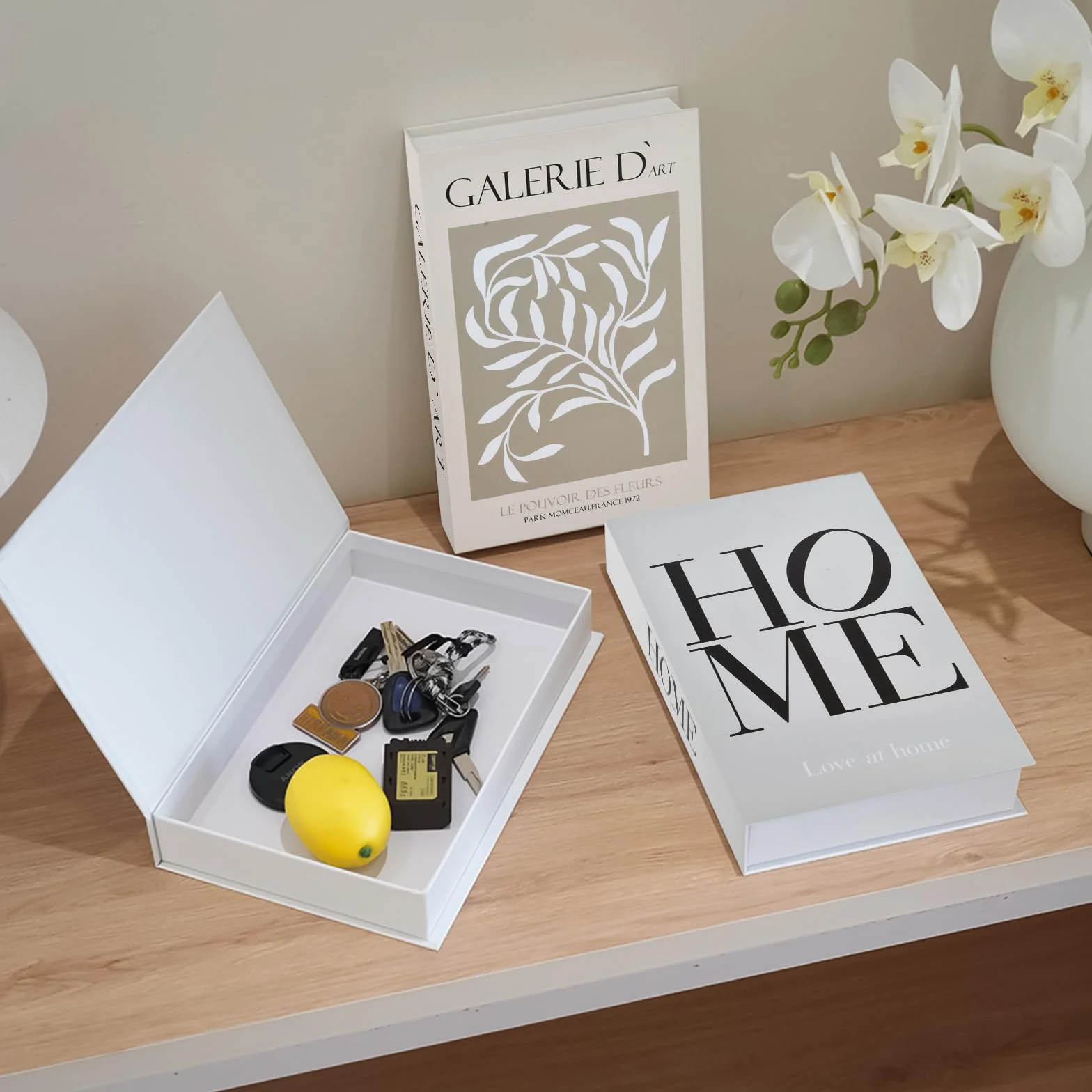 3 Libros Decorativos Modernos, Libros de Decoracion de Interiores, Caja Libro Falso con Hebilla Magnética, para Estanterías y Mesas de Centro, con Función de Almacenamiento, Sin Páginas