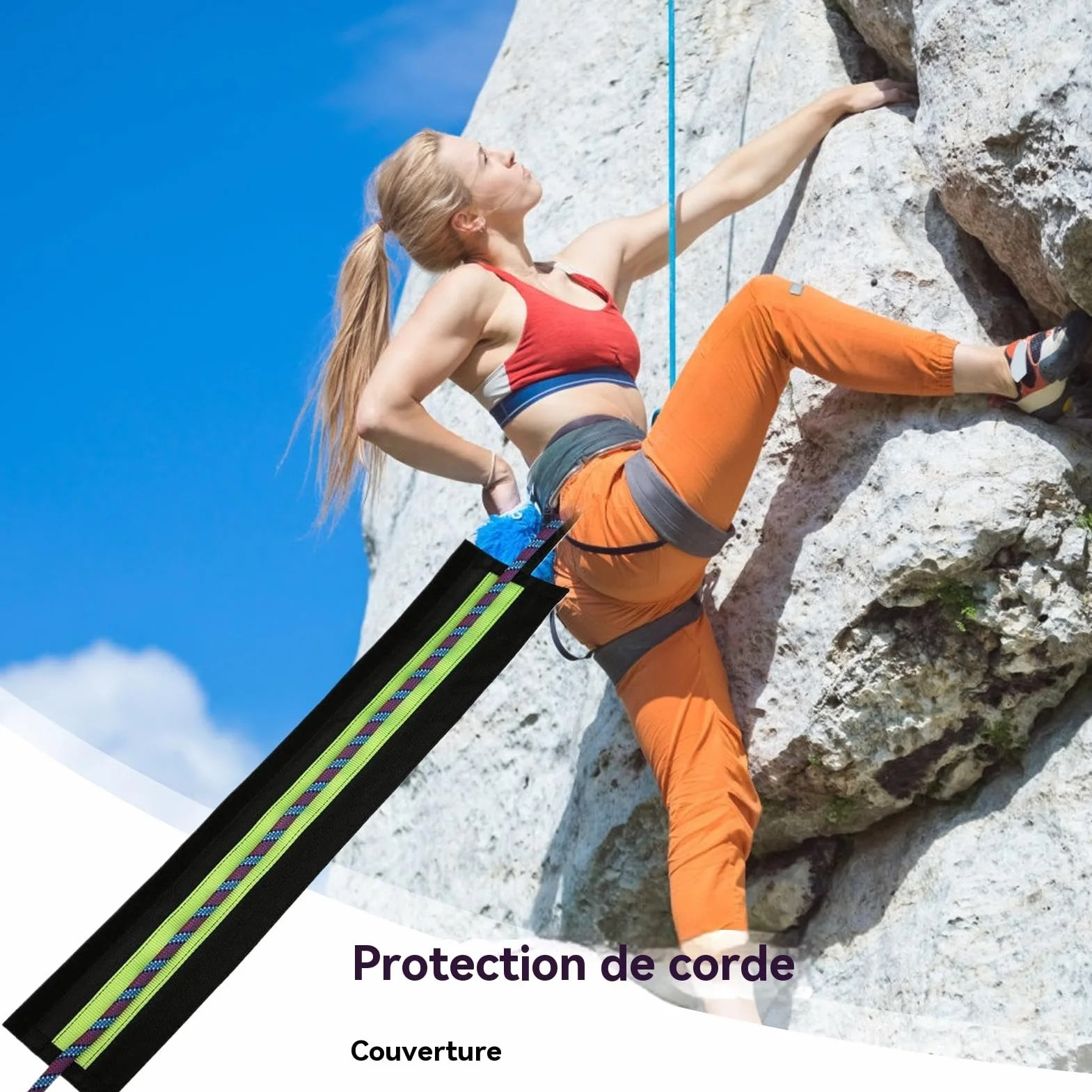 Protector de cuerda exterior – Manga de cuerda de escalada | Protector de cuerda de escalada | Equipo de recordatorio con protección duradera para espeleología, senderismo, viajes