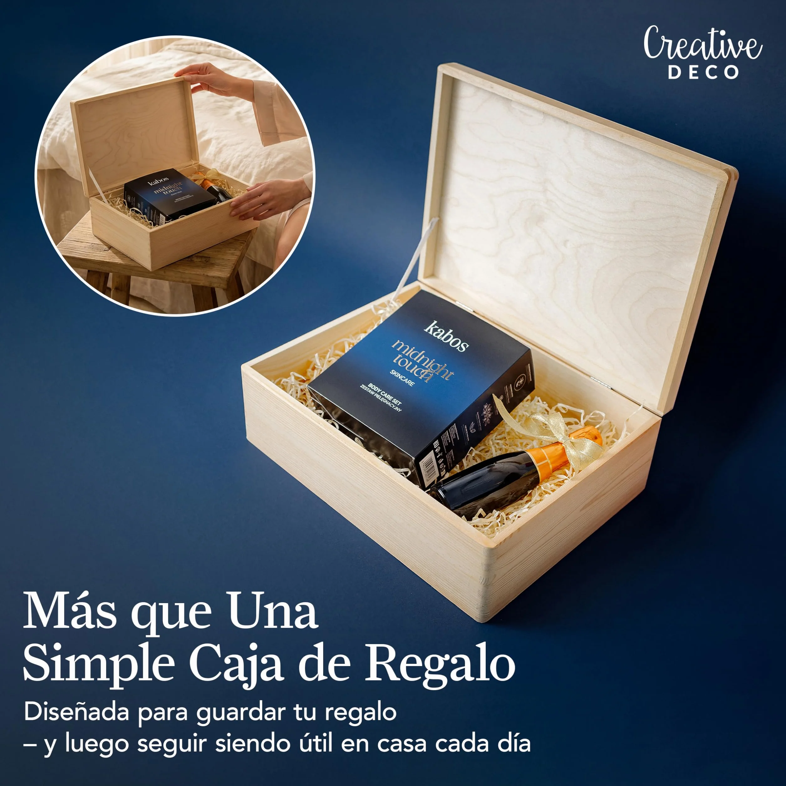 Creative DECO Grande Caja Madera Decorativa | 40 x 30 x 14 cm (+/-1cm) | con Tapa | Cofre Pascua Decorar Regalo Decoupage | Juguetes, Documentos, Objetos, Herramientas | EN BRUTO SIN LIJAR