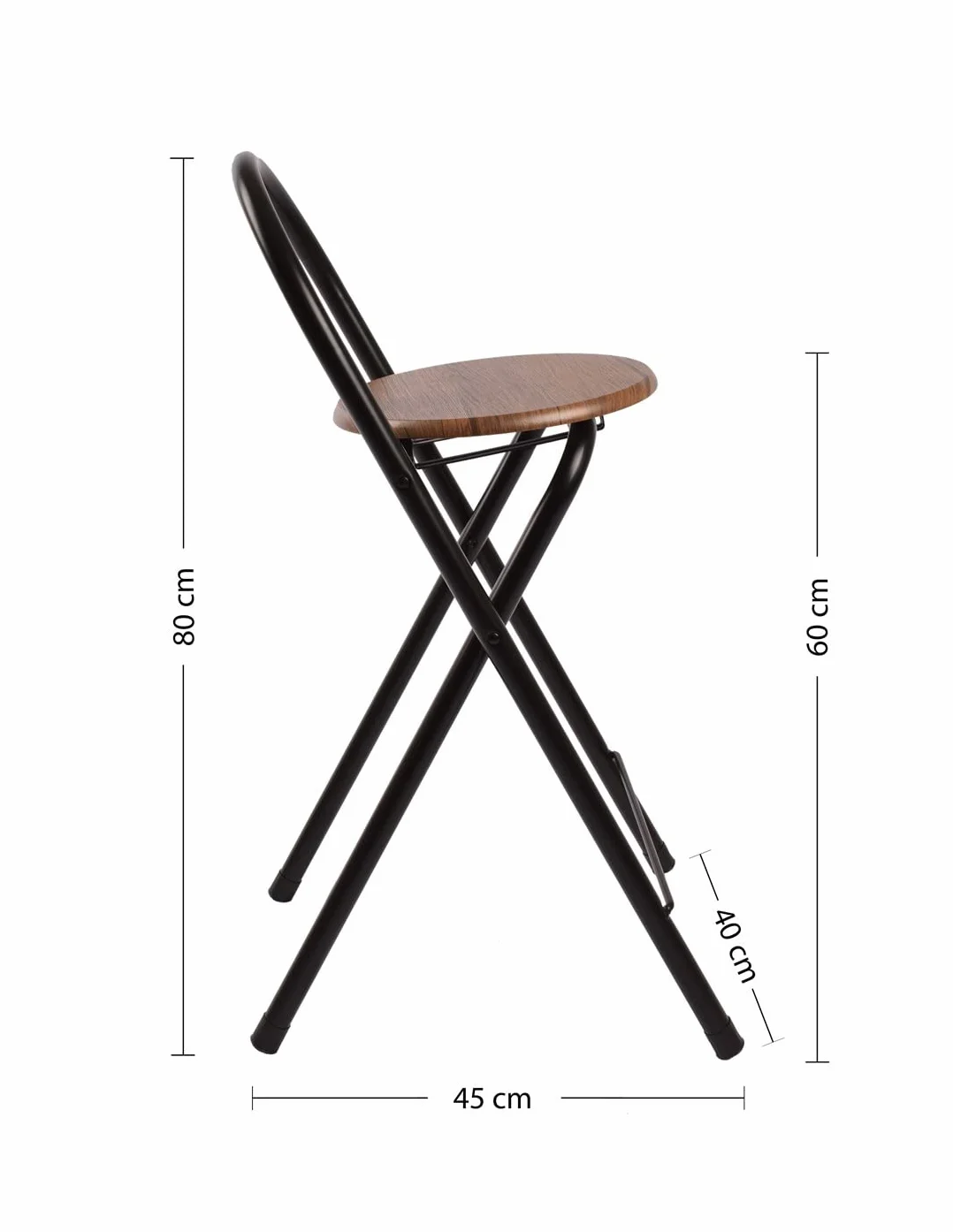 Jardin202 - Taburete Plegable de Cocina con reposapiés | Estructura Metálica | Auxiliar Hogar | Plata y Madera | 40x45x80 cm