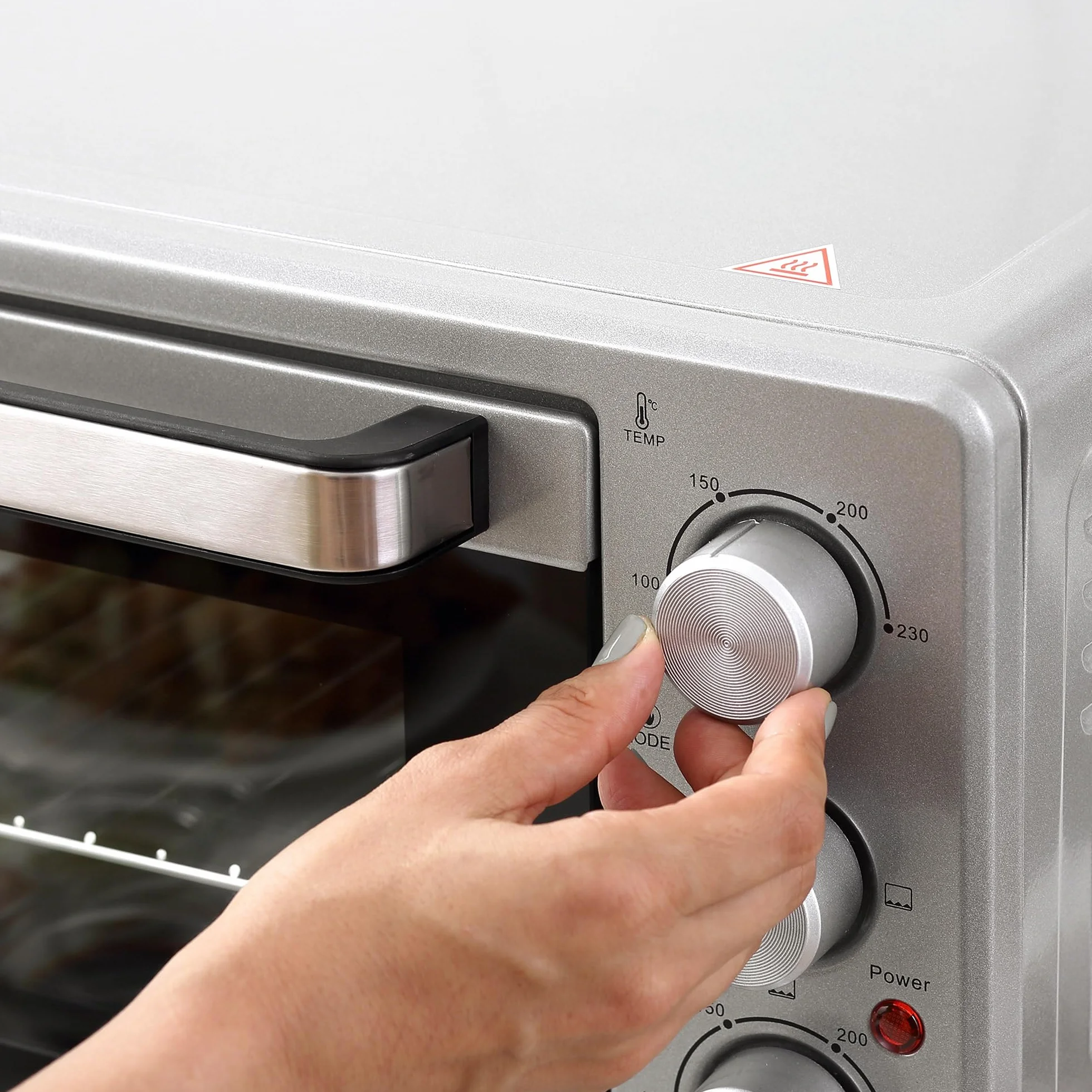 HOMCOM Horno Eléctrico de Sobremesa Mini Horno Tostador de 32L 1600W con 3 Modos de Calor Temporizador 60 Min y Temperatura Regulable hasta 230℃ Plata