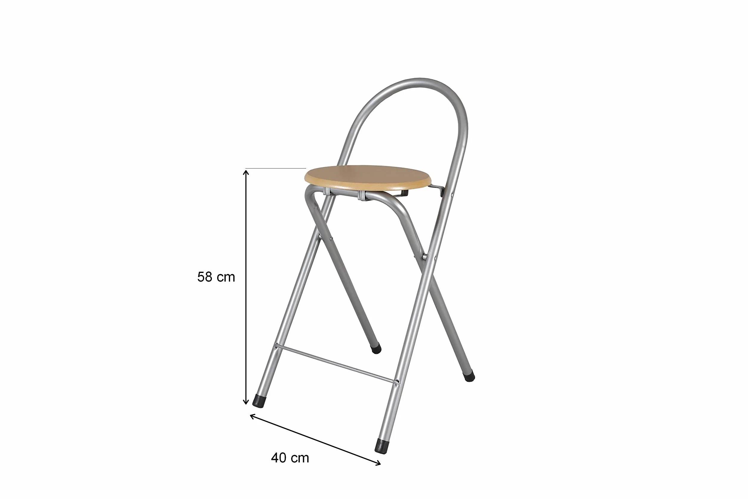 The Secret Home - Taburete Plegable de Cocina - Silla Plegable de Metal y Madera - Silla Apta para Interior y Exterior - Alto: 80 cm x Largo: 40 cm
