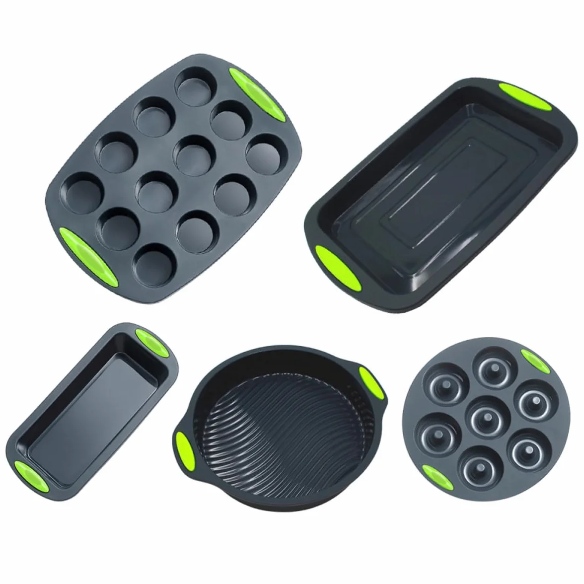 5piezas Moldes de Silicona para Repostería Prácticos y Reutilizables Molde para Tartas y Pan Accesorios de Cocina para Horneado Doméstico Color Gris