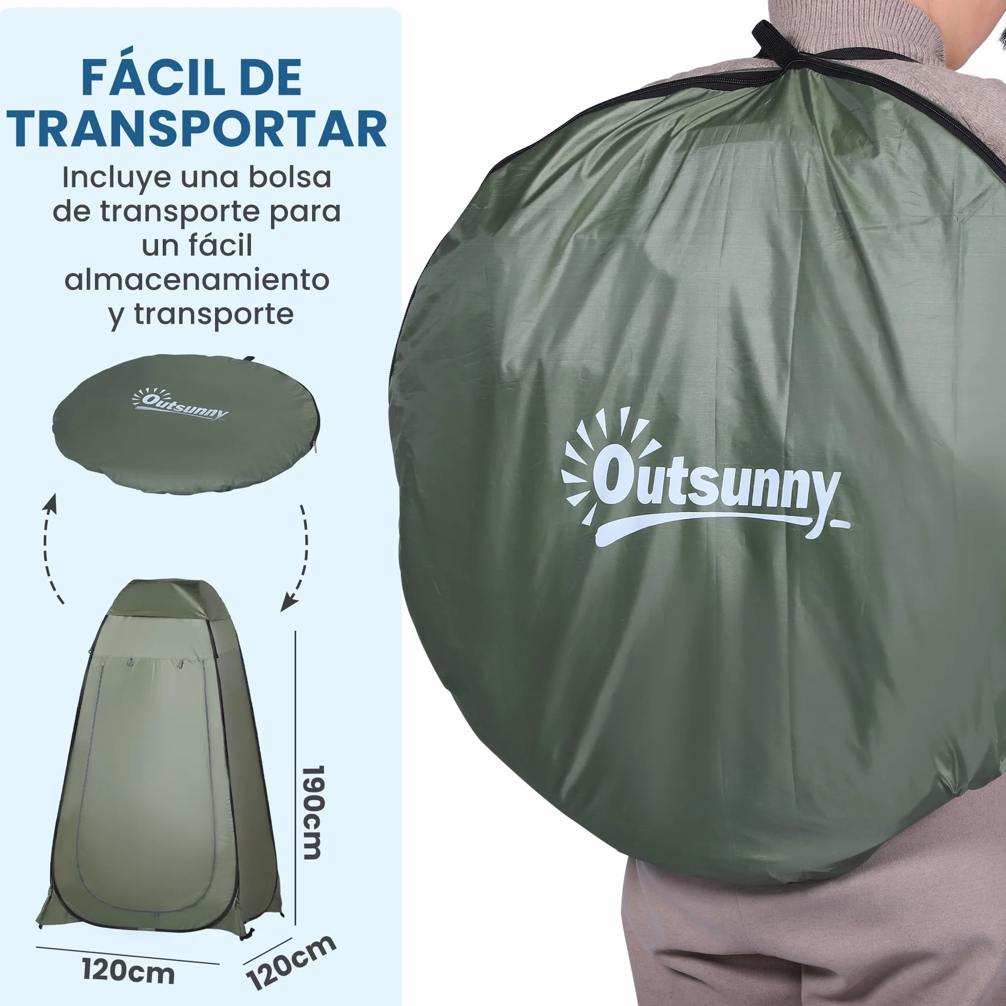 Outsunny Carpa Vestidor Plegable Portátil 120x120x190 cm con Funda