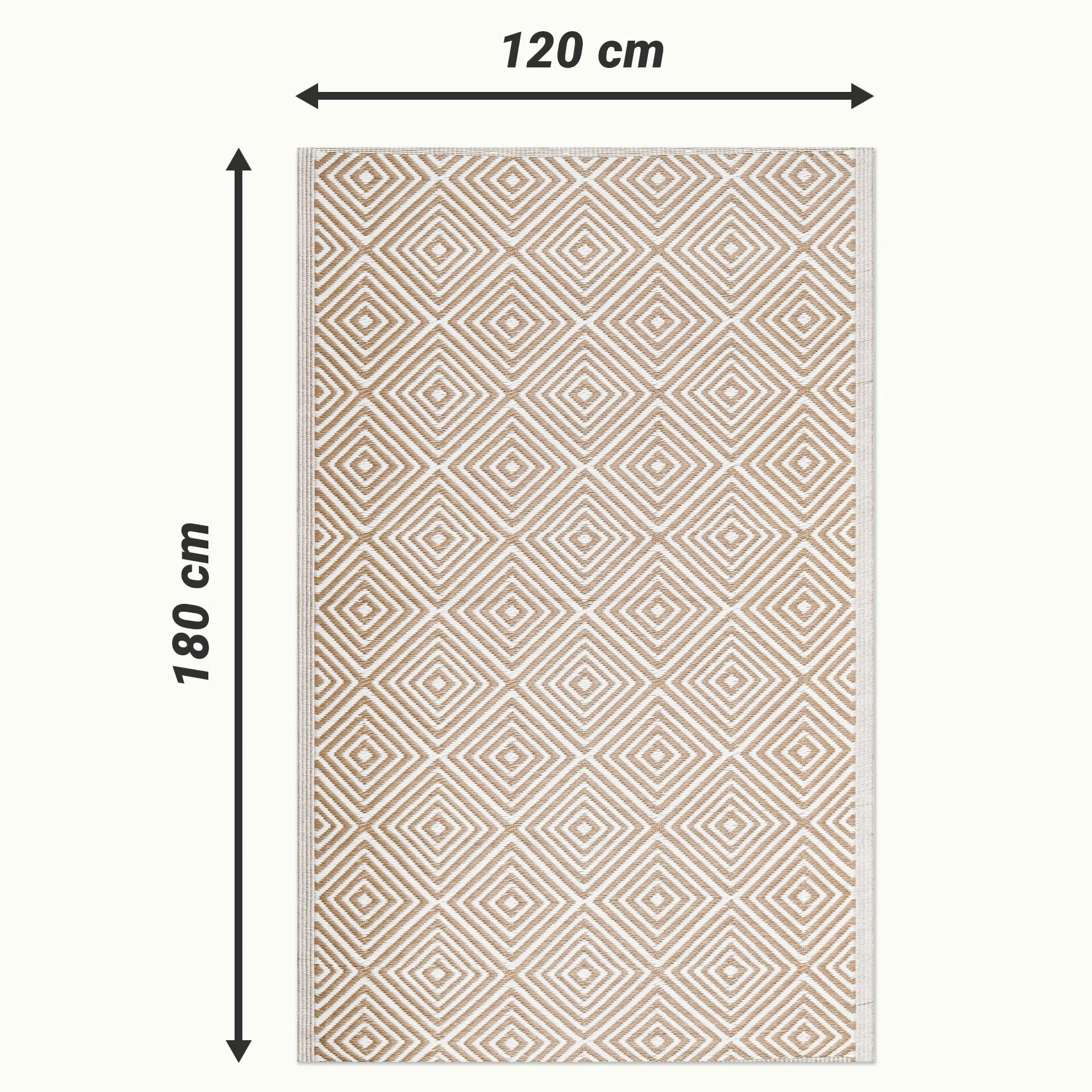 JEMIDI Alfombra para Exteriores 180 x 120 cm - Alfombra de Polipropileno para Exterior jardín terraza balcón - Resistente a la Intemperie y Lavable