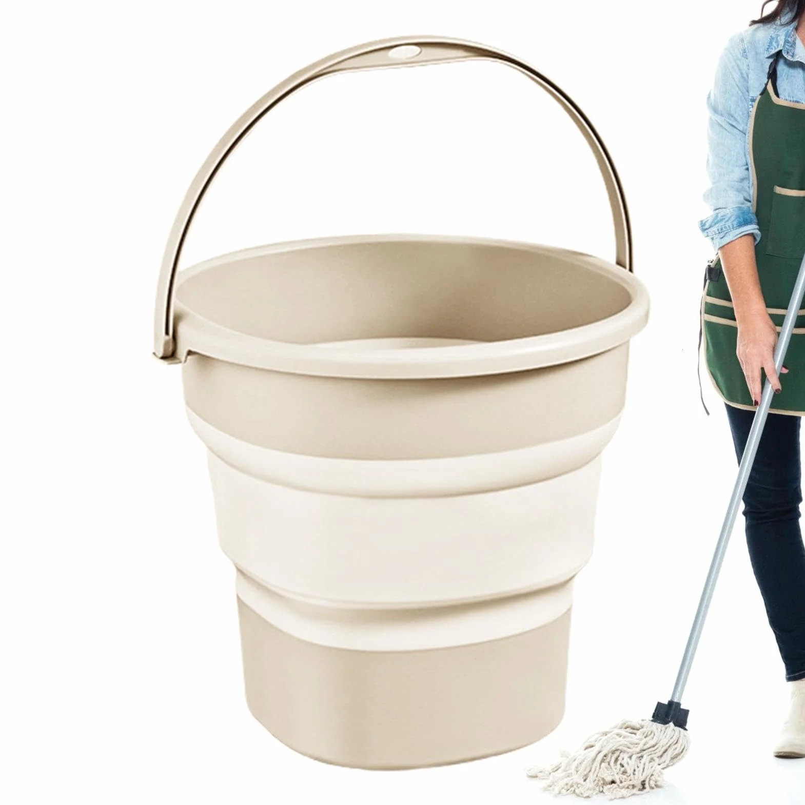 Cubo de agua plegable portátil de 9 litros para lavado de autos, hogar, pesca y viajes