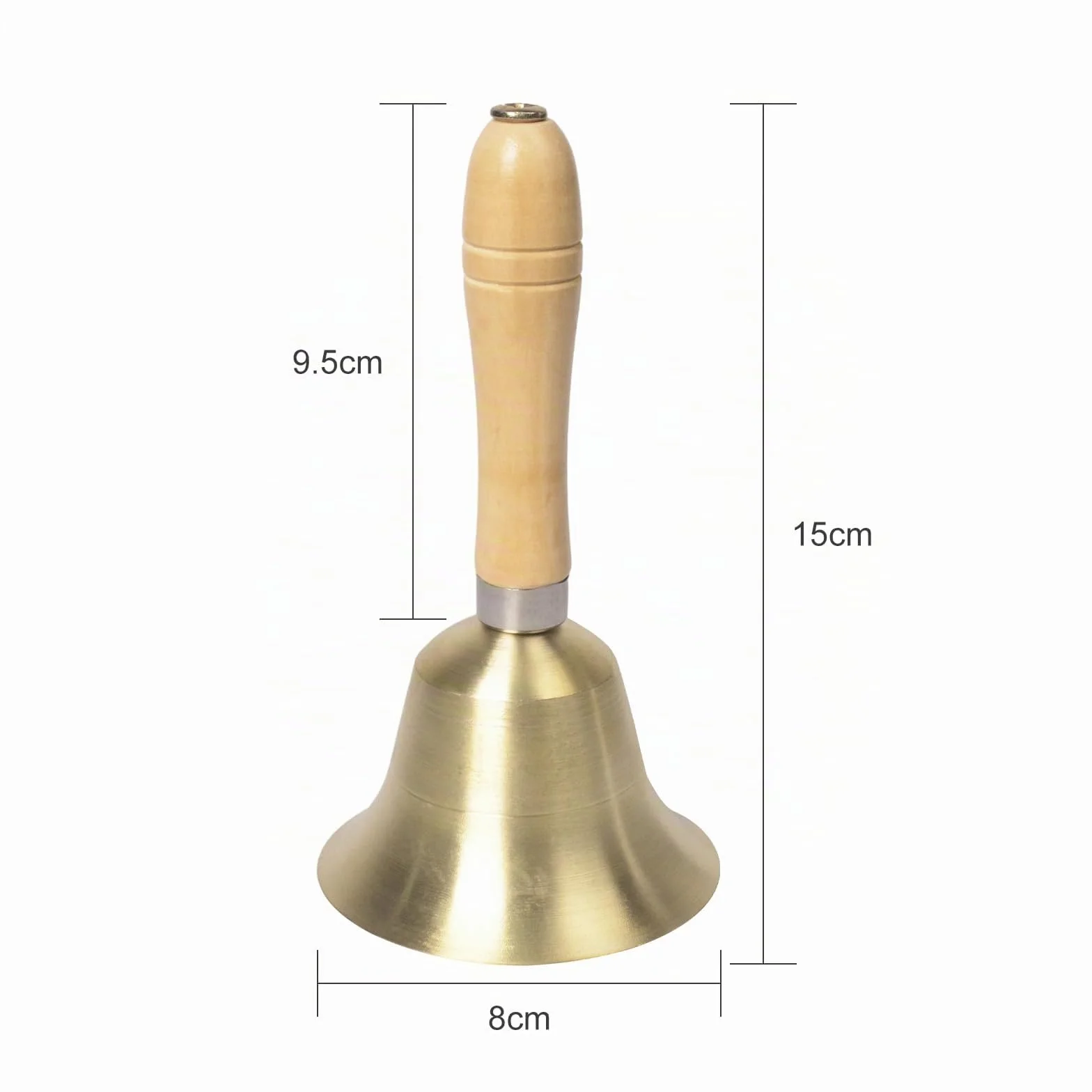 15cm Campana de Mano con Mango, Campana de Mano de latón, Campanillas de Metal, Campana de Llamada de Mano Grande, Campanas de Mano de Papá Noel para el hogar, Fiesta, decoración