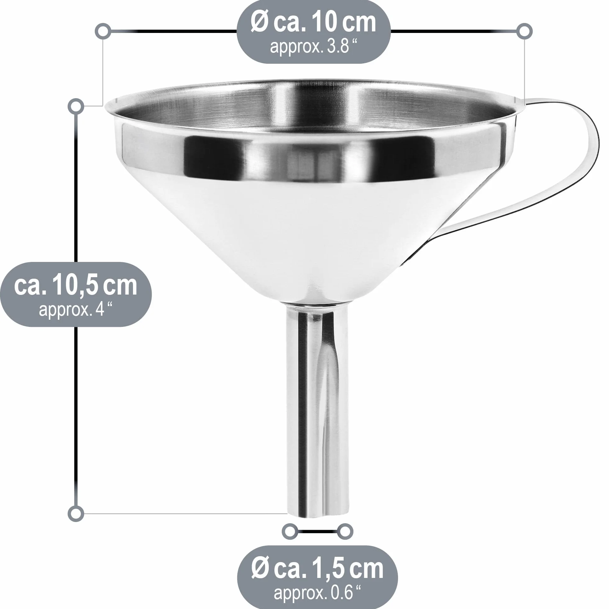 COM-FOUR® 2x Juego de embudos de acero inoxidable - embudo con tamiz para conservar los tarros al hervir - embudo (02 piezas - mezcla de acero inoxidable)